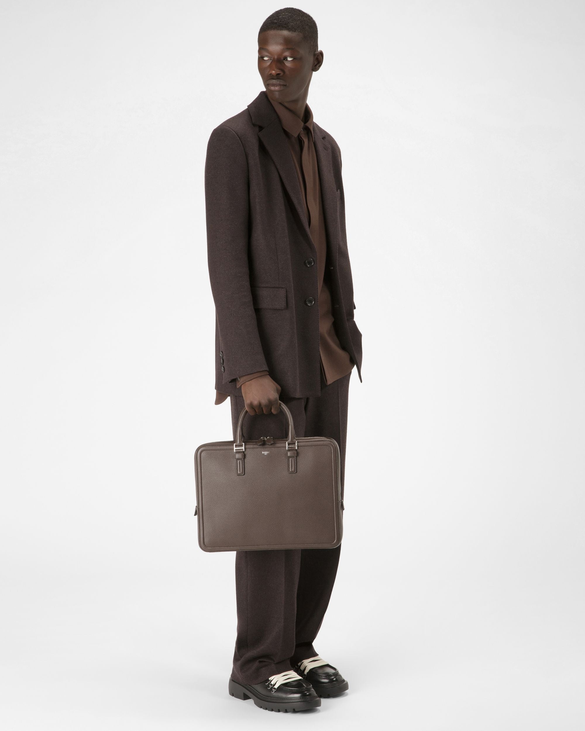 Sergy Sac Professionnel En Cuir Marron Ébène - Homme - Bally - 06