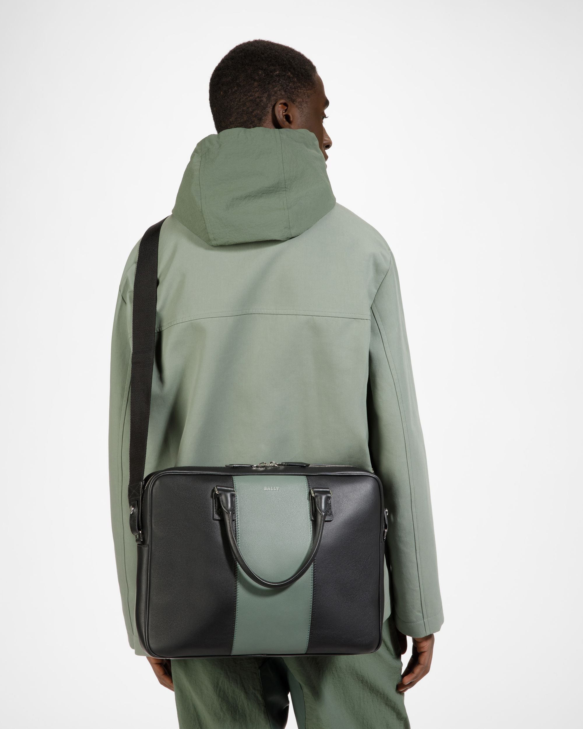 Hesines Sac Professionnel En Cuir Noir Et Vert - Homme - Bally - 03