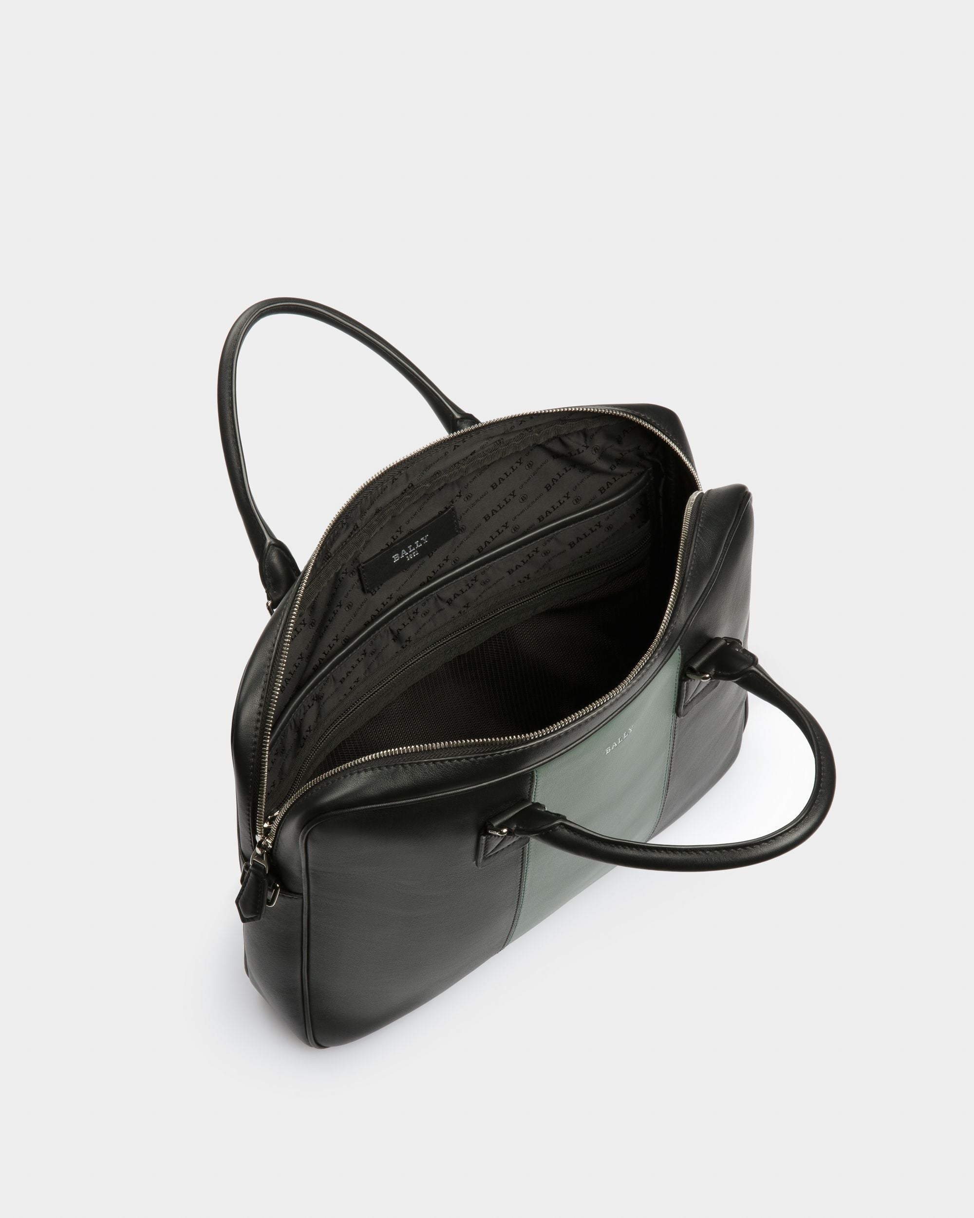 Hesines Sac Professionnel En Cuir Noir Et Vert - Homme - Bally - 04