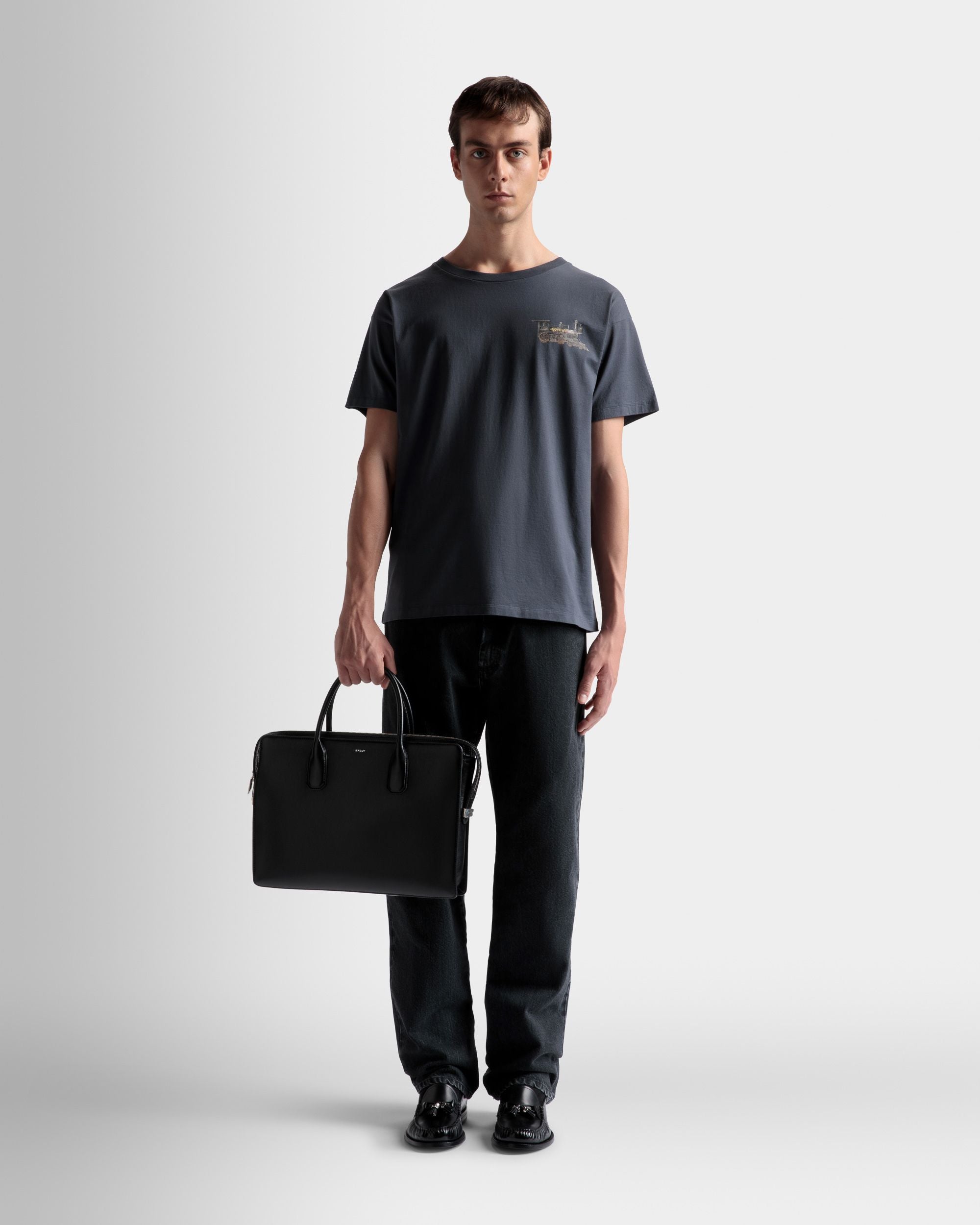 Sac Business Banque En Cuir Noir - Homme - Bally - 02