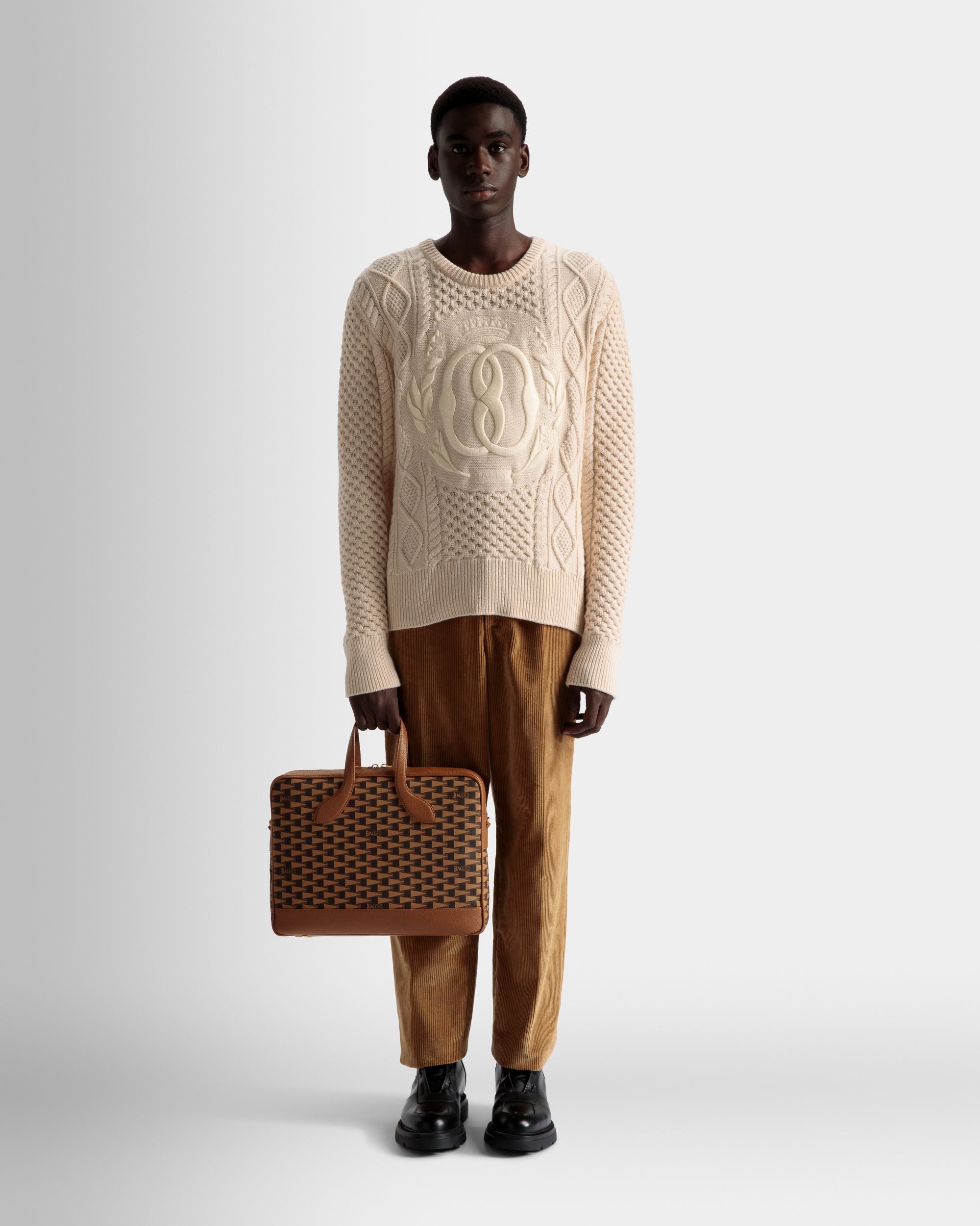 Cartable Pennant En Cuir Et TPU Couleur Sable - Homme - Bally - 02