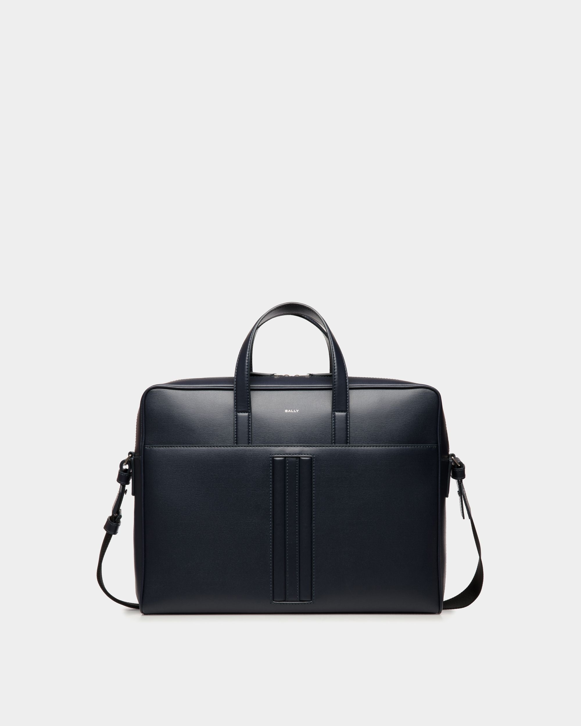 Cartable Mythos En Cuir Recyclé Navy Blue - Homme - Bally - 01