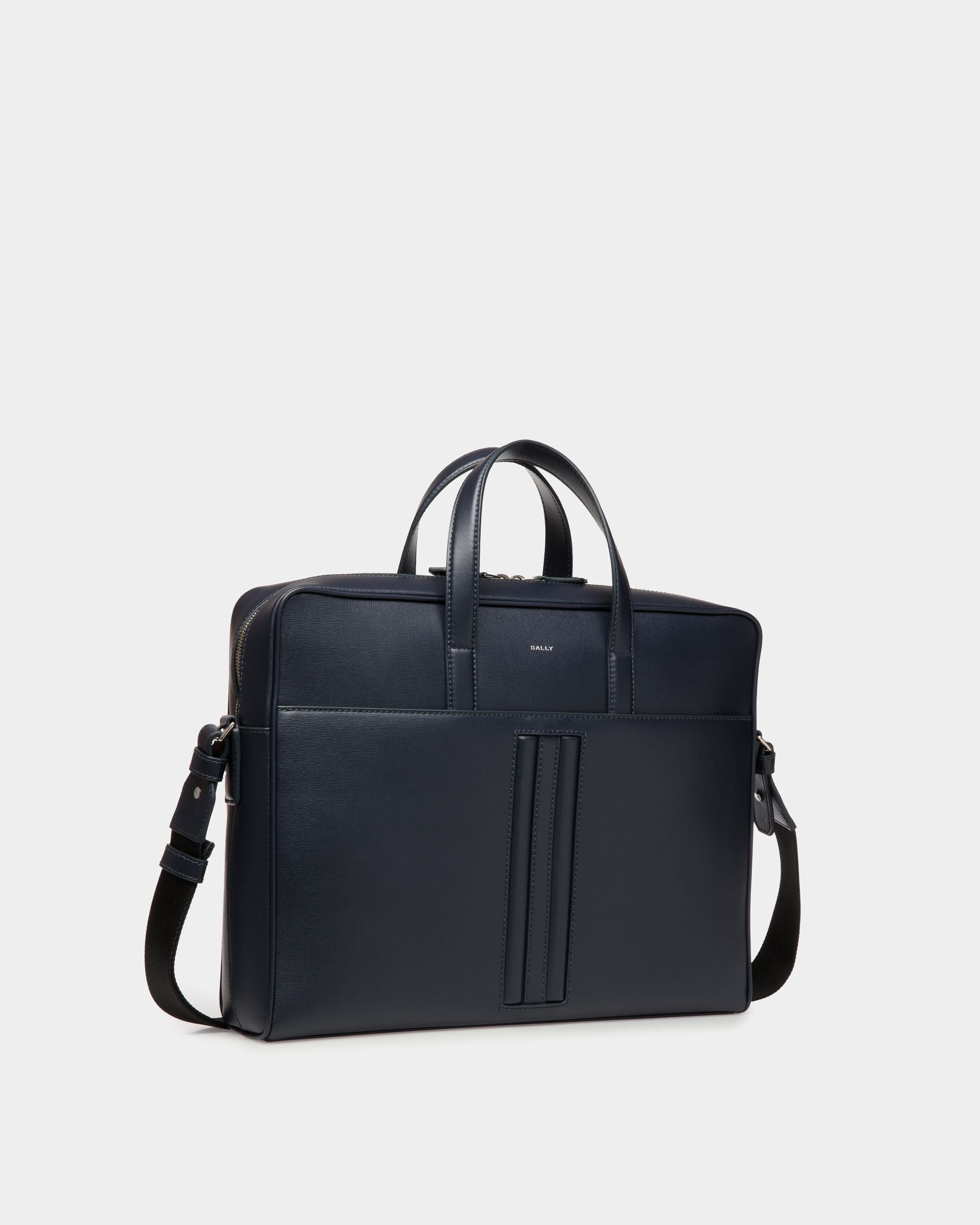 Cartable Mythos En Cuir Recyclé Navy Blue - Homme - Bally - 04