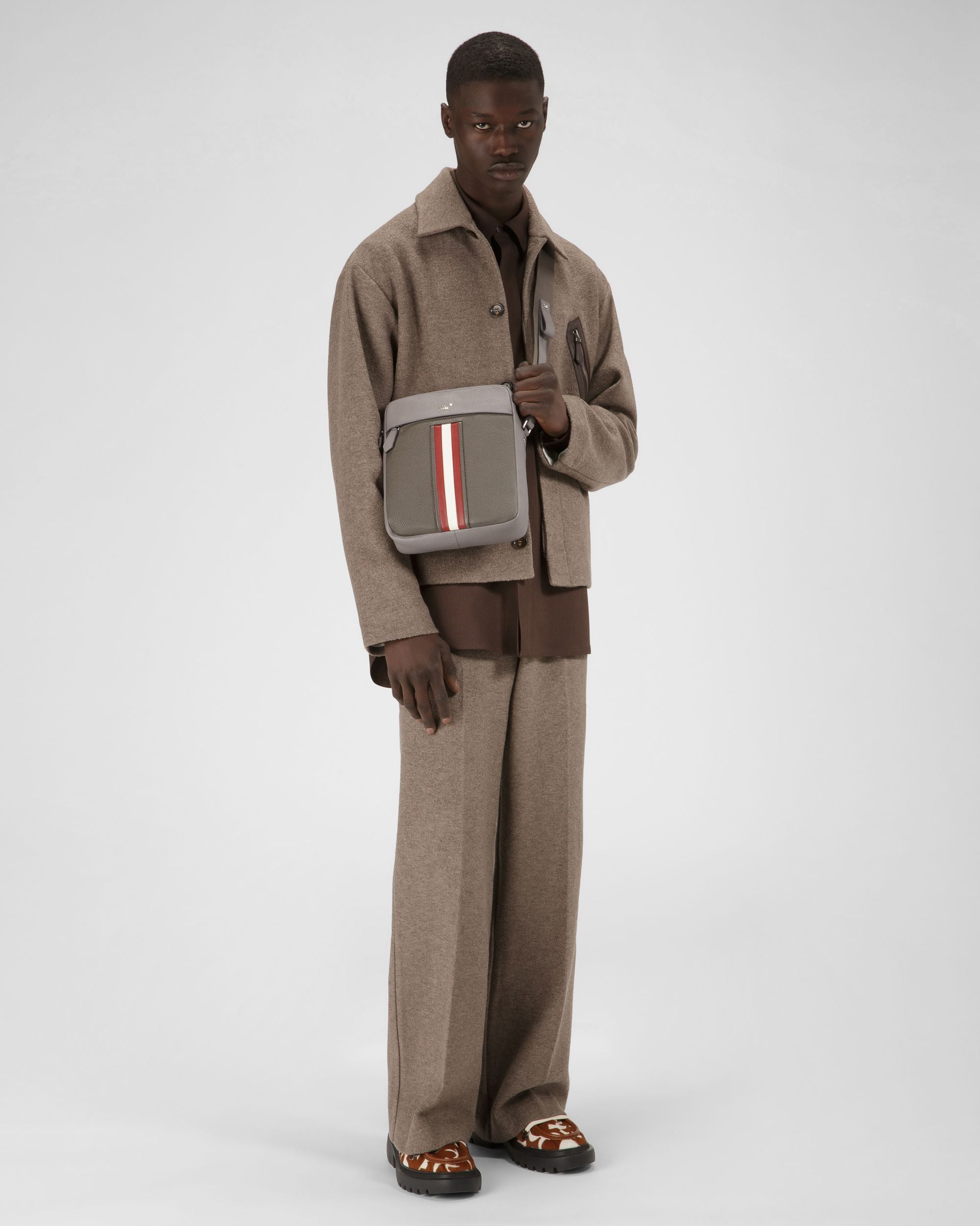 Holm Sac À Bandoulière En Cuir Vert Militaire - Homme - Bally - 06