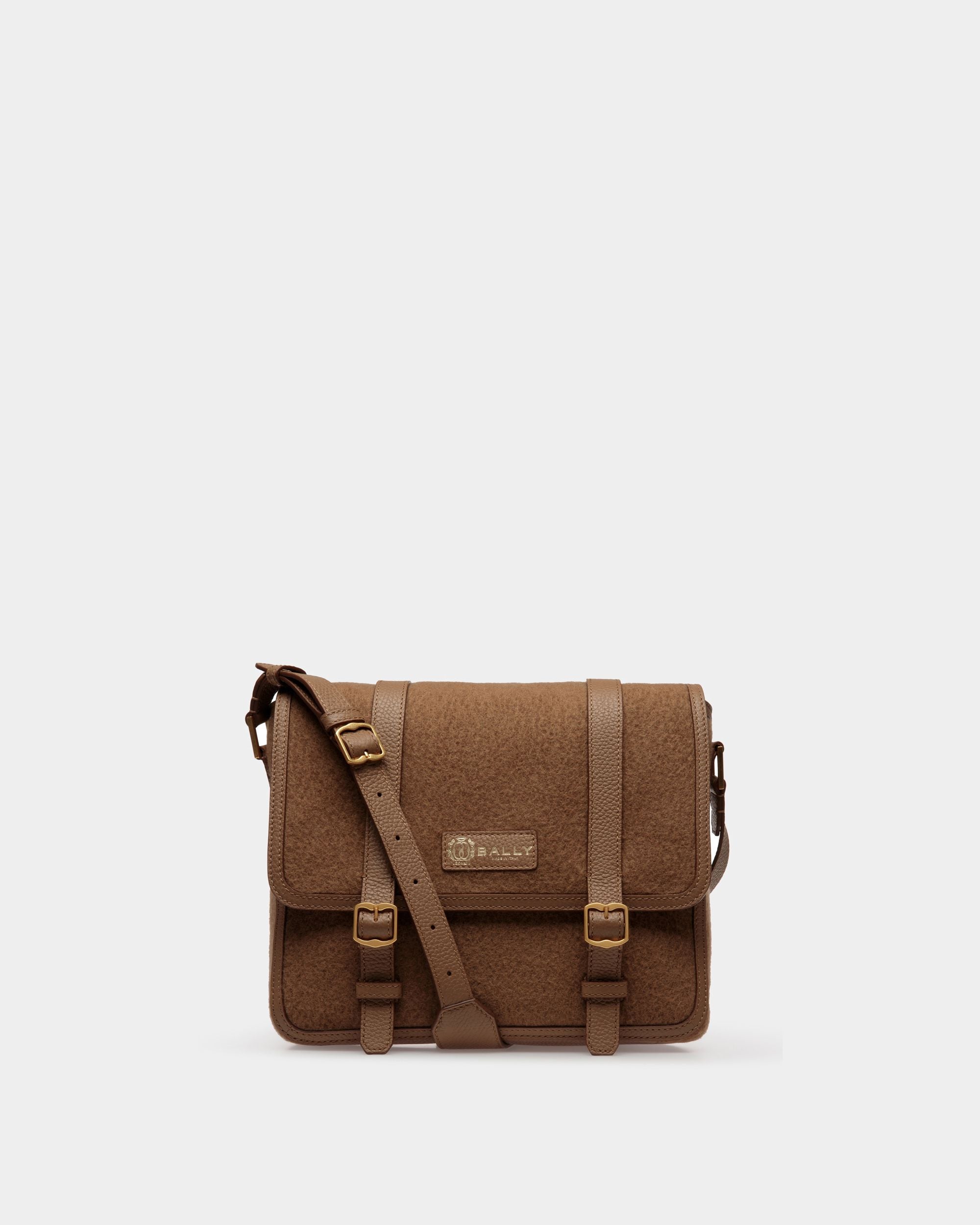 Sac Messenger Gare En Tissu Et Cuir Camel - Homme - Bally - 01