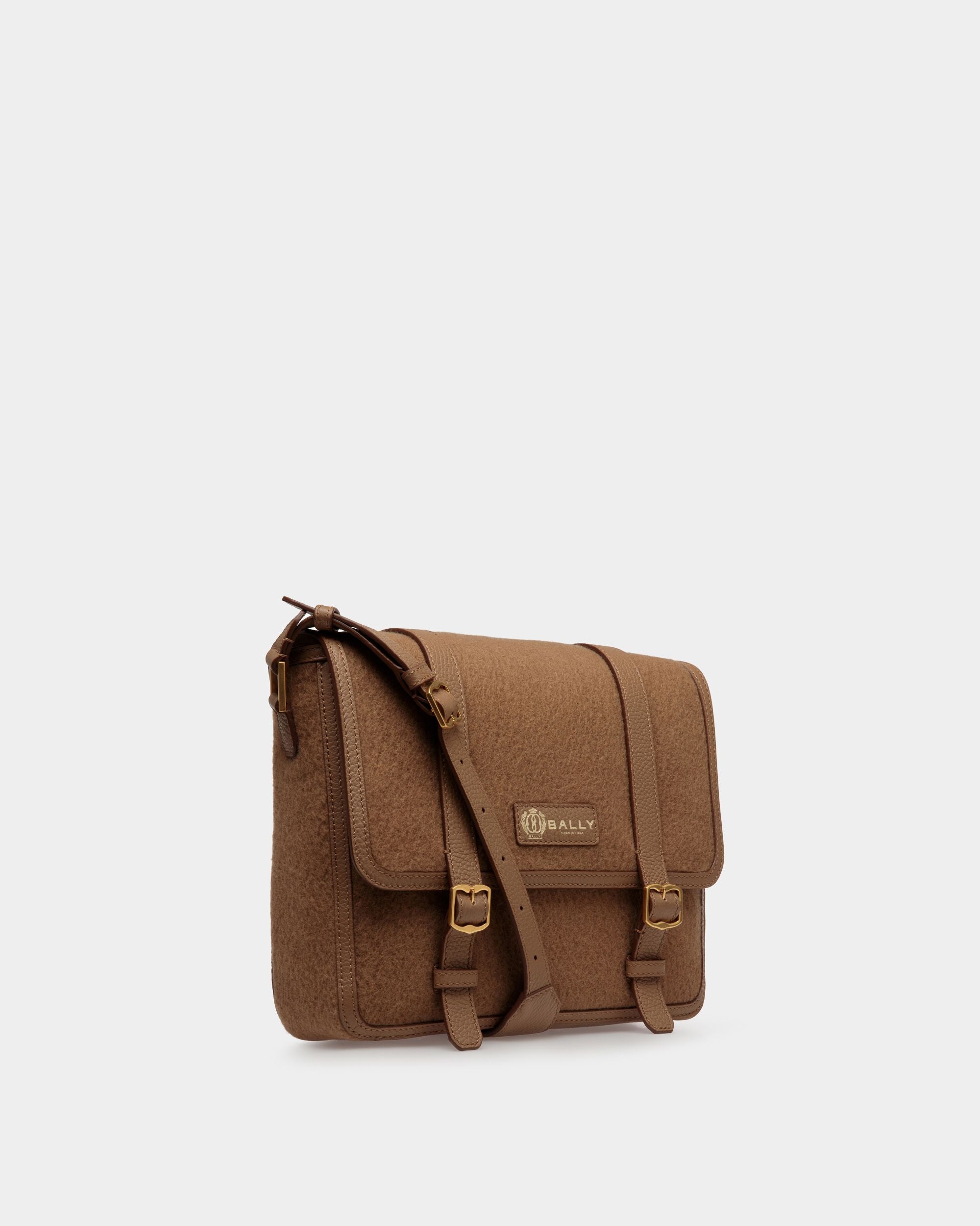 Sac Messenger Gare En Tissu Et Cuir Camel - Homme - Bally - 03