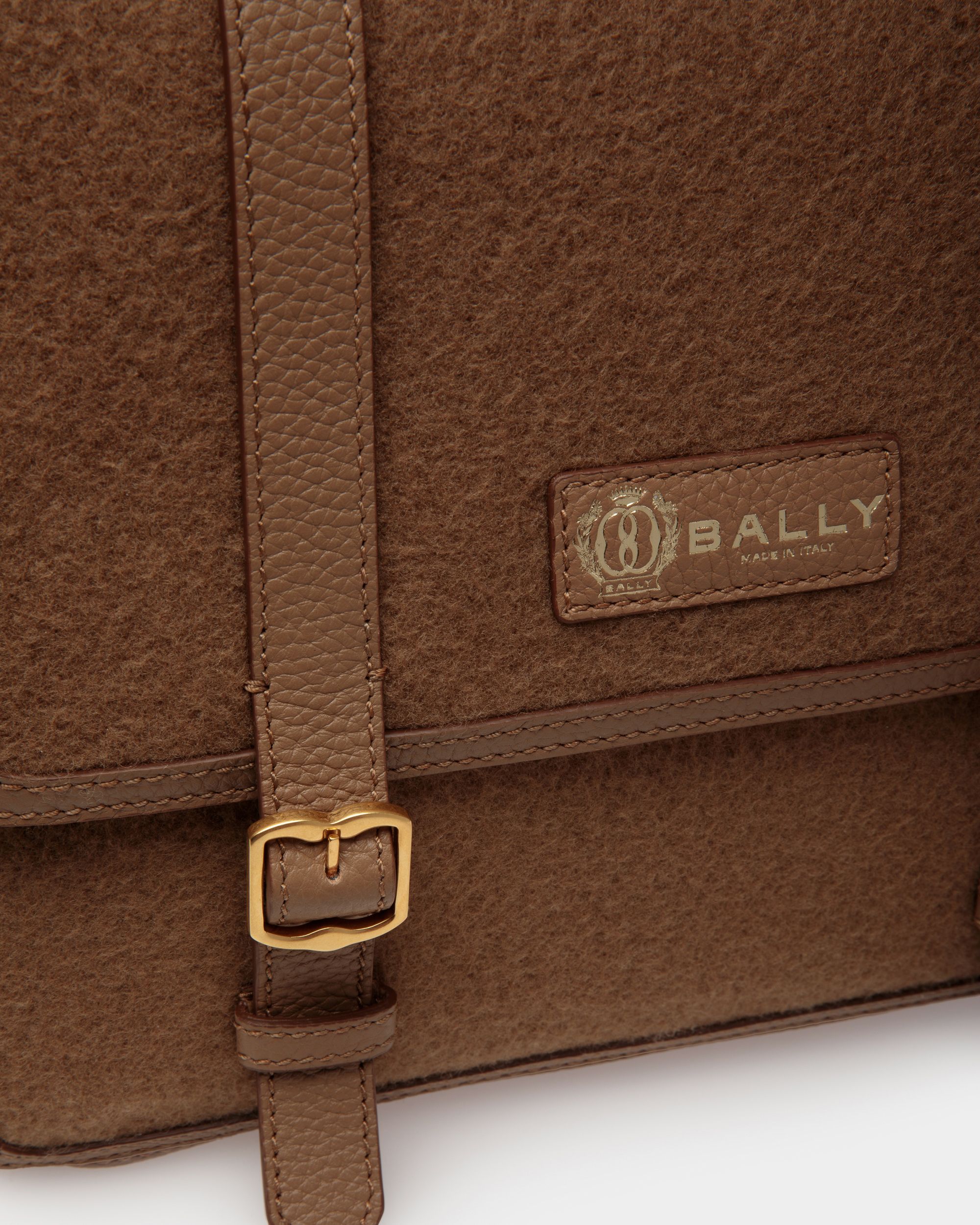 Sac Messenger Gare En Tissu Et Cuir Camel - Homme - Bally - 04