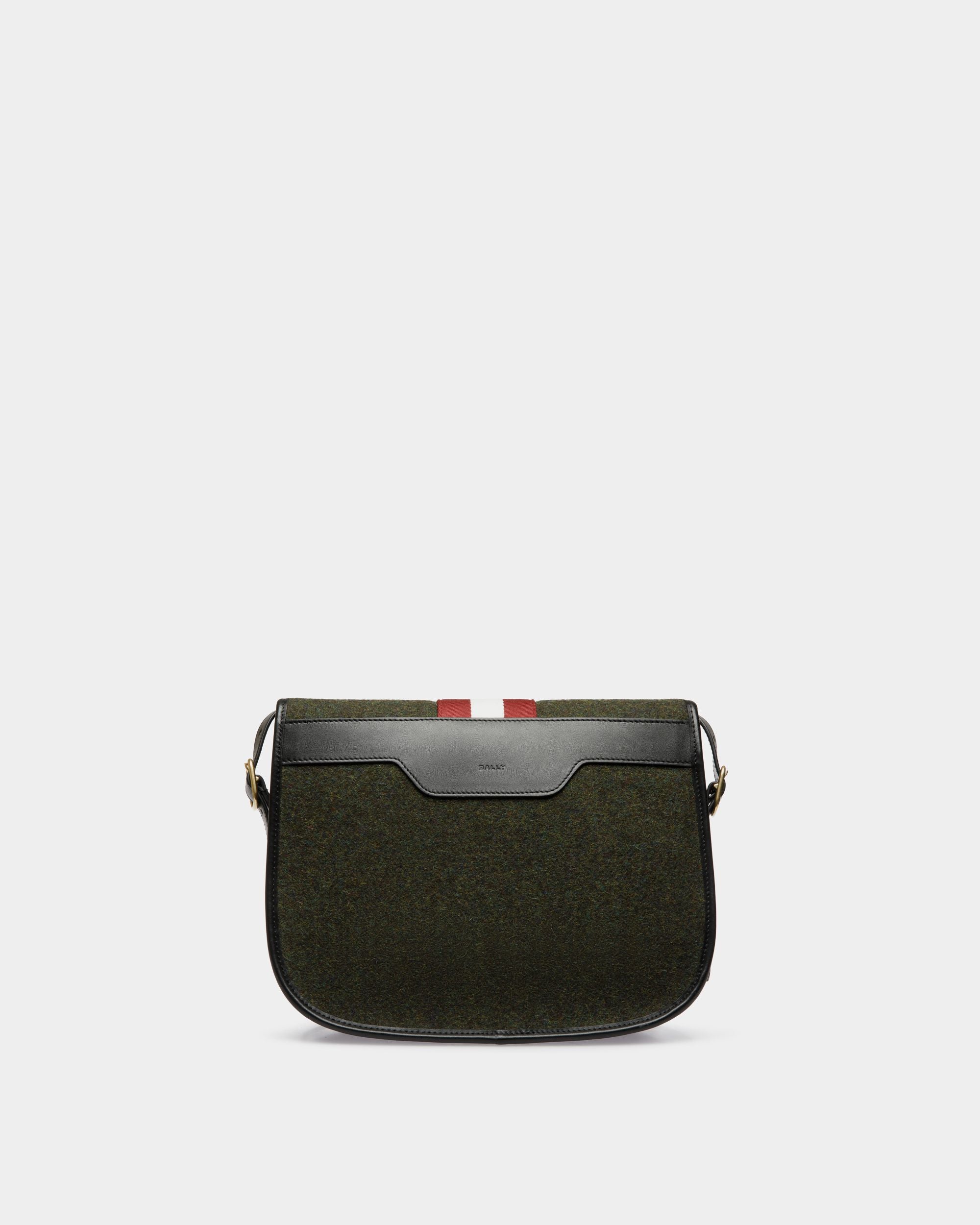 Sac À Bandoulière Beckett En Laine Et Cuir Vert Foncé - Homme - Bally - 03