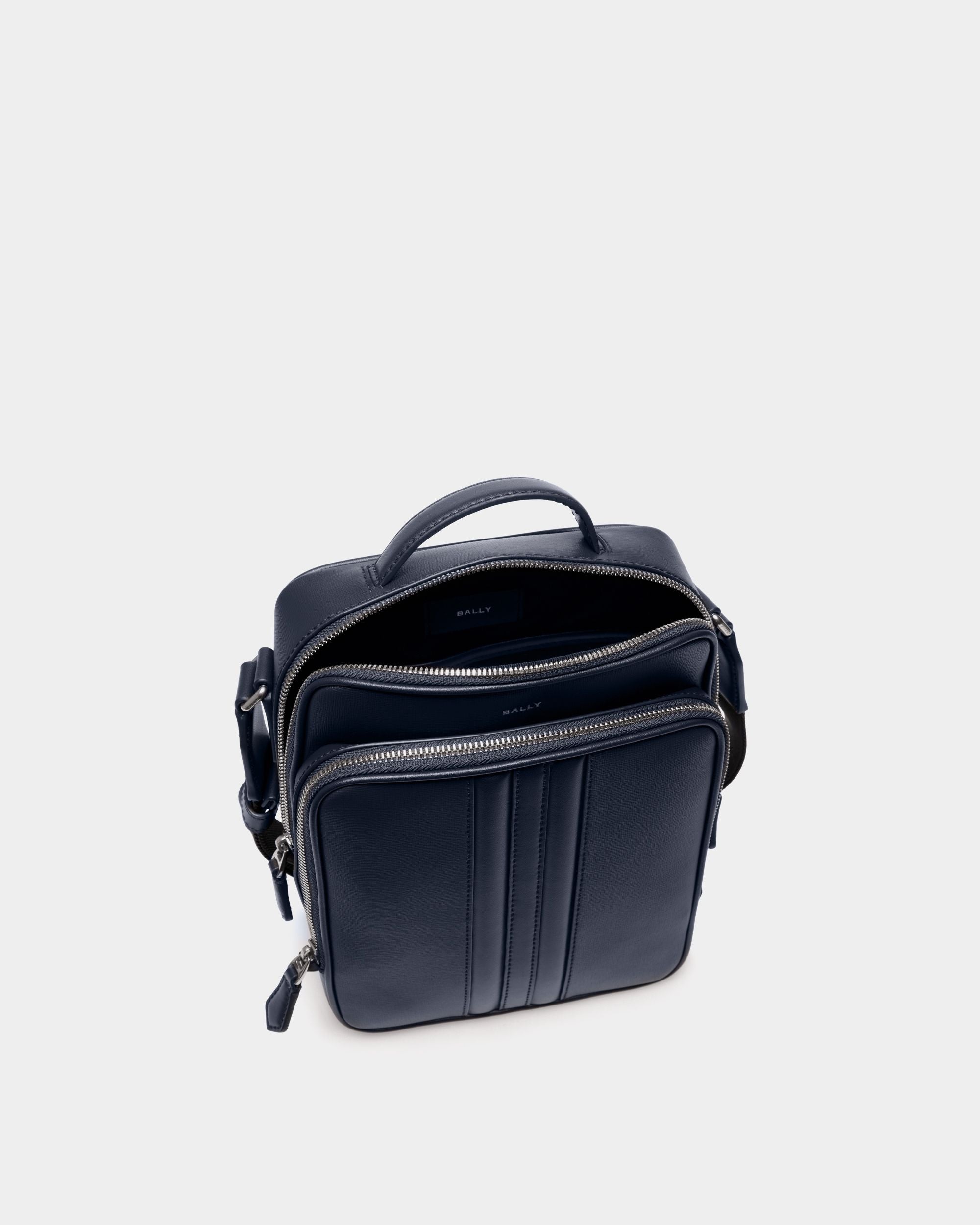 Sac À Bandoulière Mythos En Cuir Recyclé Navy Blue - Homme - Bally - 05