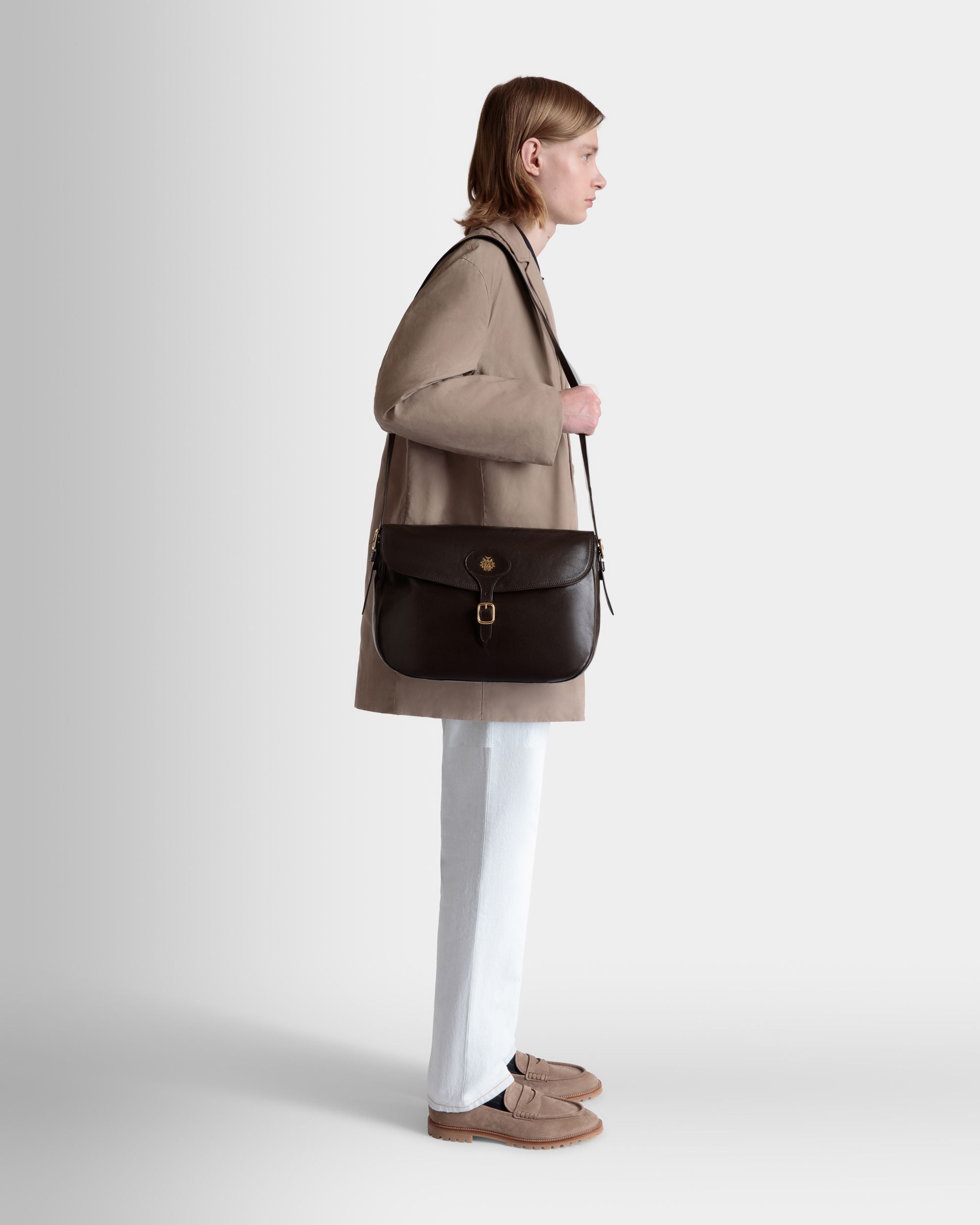 Sac À Bandoulière Beckett En Cuir Ebano - Homme - Bally - 02
