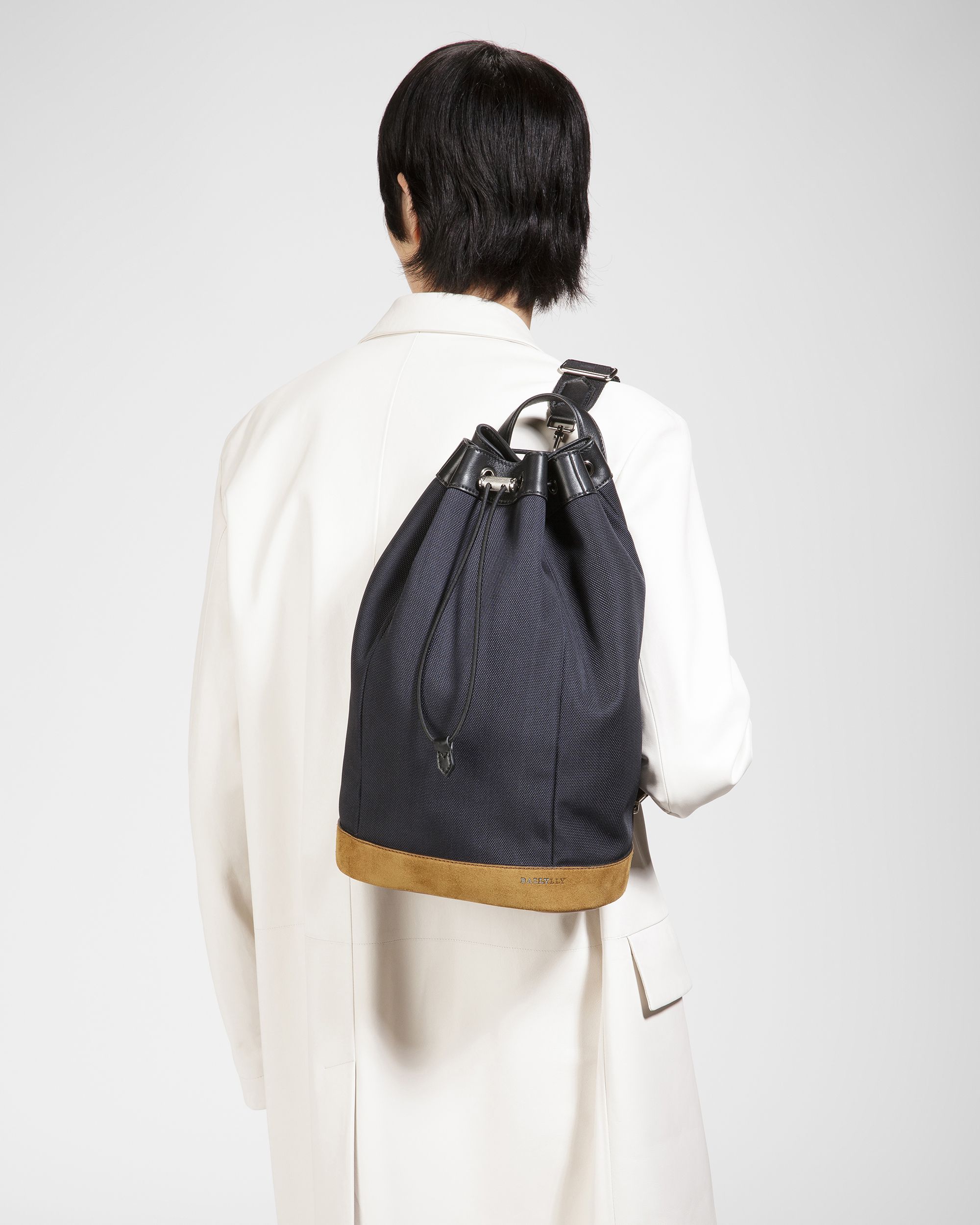 Cazes Sacoche Sling En Cuir Et Nylon Bleu Nuit - Homme - Bally - 02