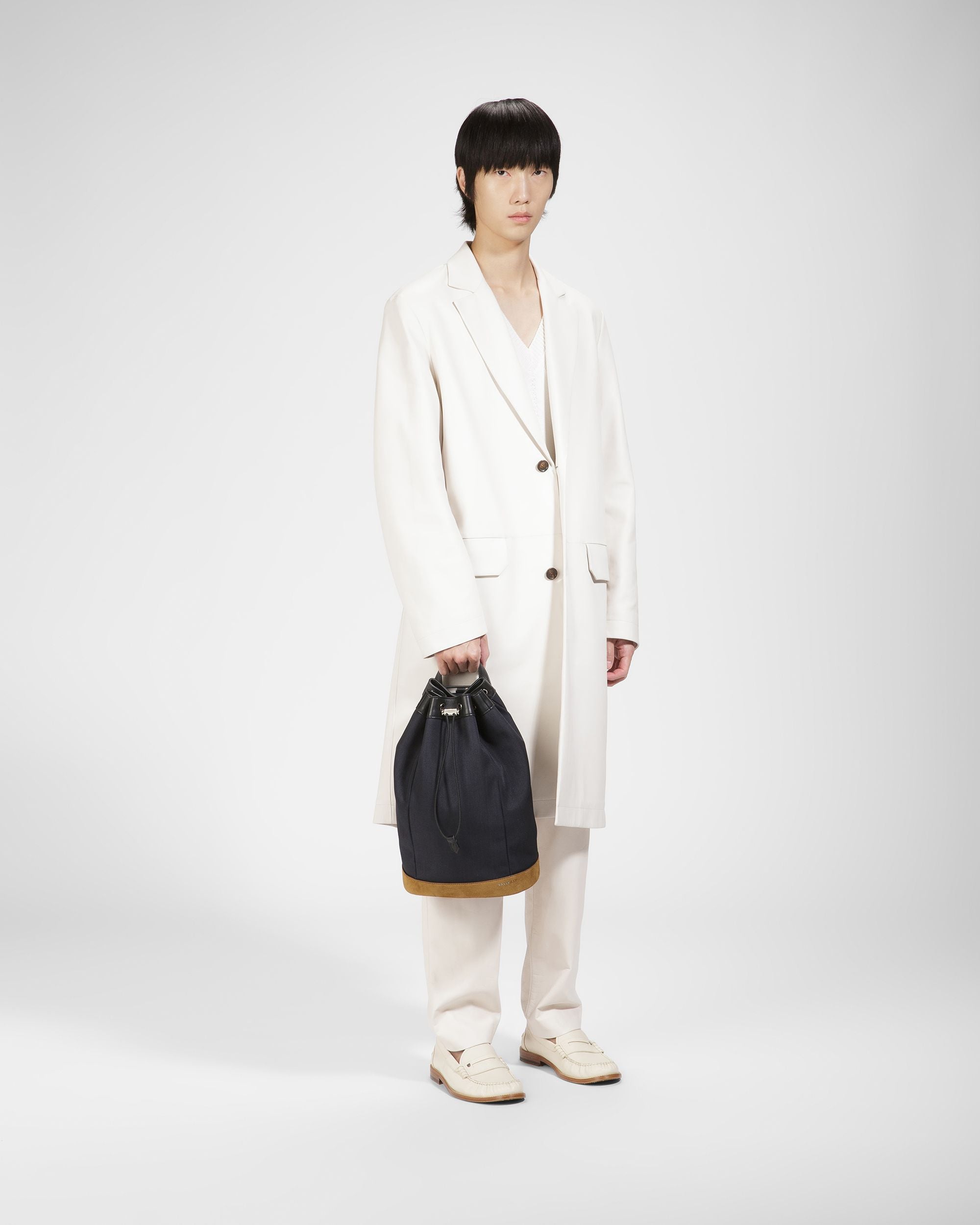 Cazes Sacoche Sling En Cuir Et Nylon Bleu Nuit - Homme - Bally - 08