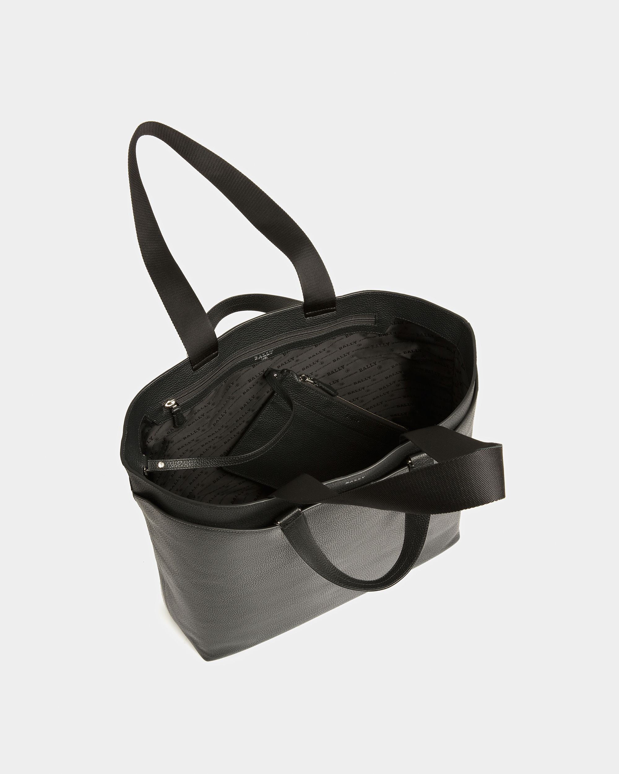 Havid Cabas En Cuir Noir Et Palladium - Homme - Bally - 02