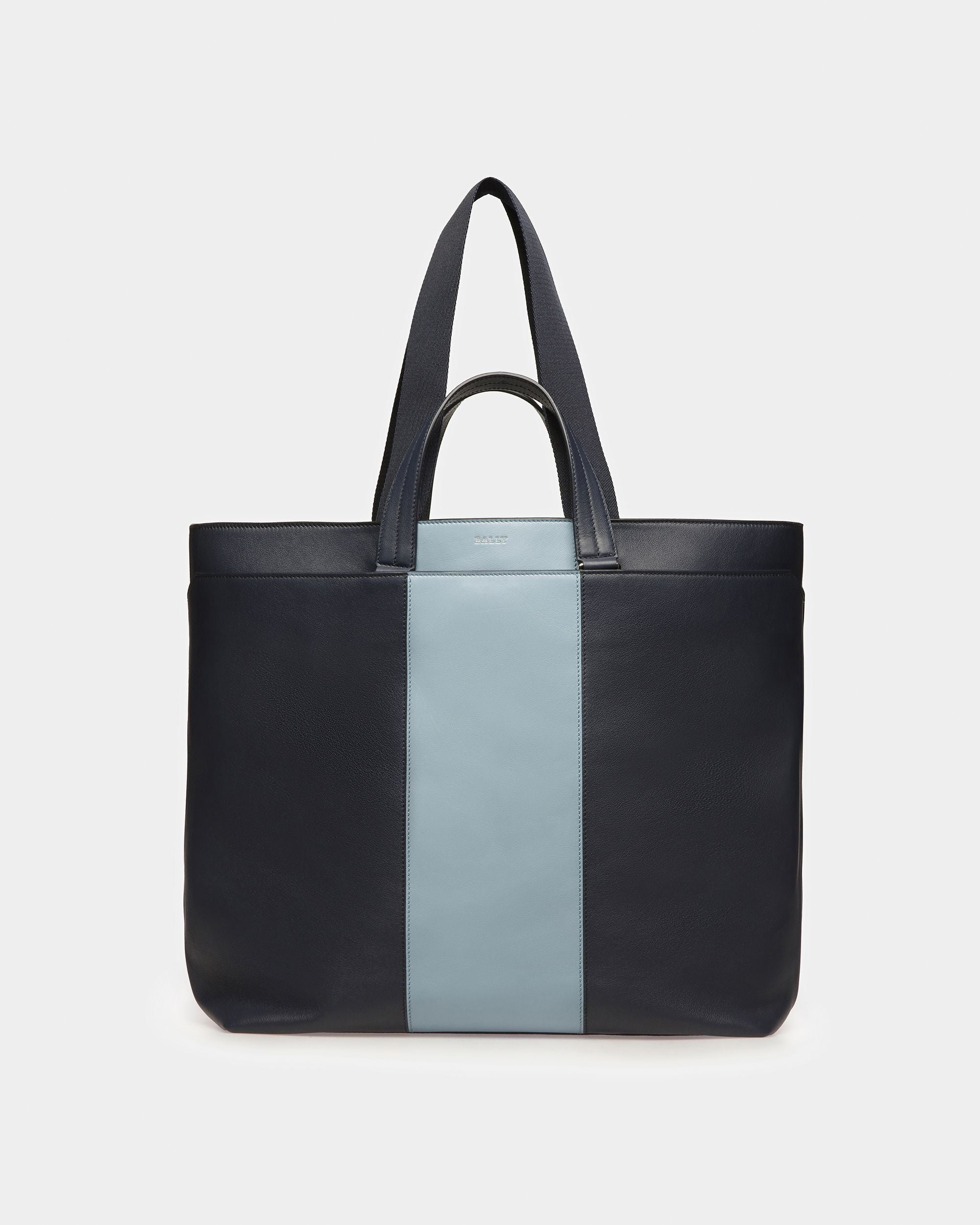 Havid Sac Fourre-Tout En Cuir Bleu Nuit Et Bleu Clair - Homme - Bally - 01