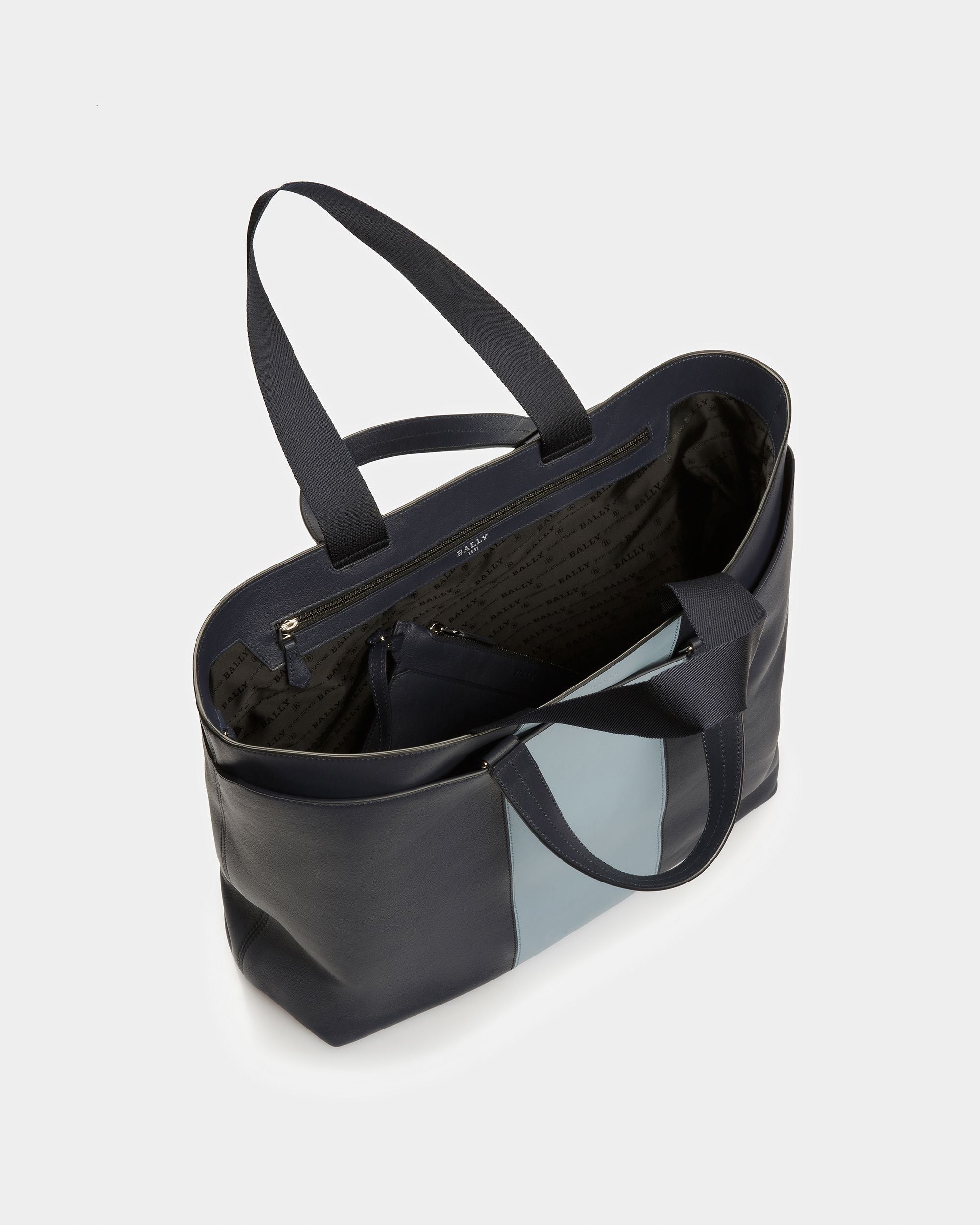 Havid Sac Fourre-Tout En Cuir Bleu Nuit Et Bleu Clair - Homme - Bally - 04