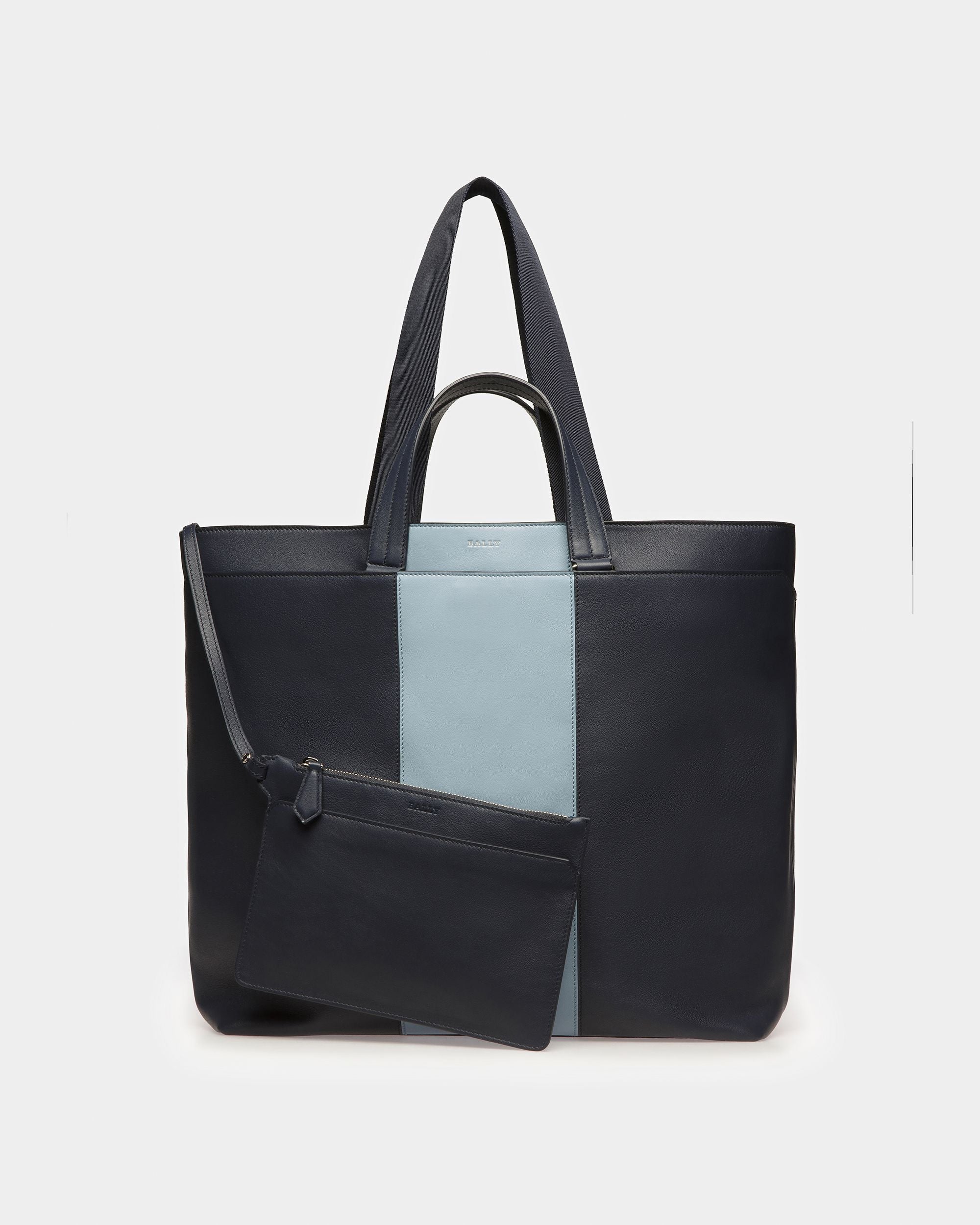 Havid Sac Fourre-Tout En Cuir Bleu Nuit Et Bleu Clair - Homme - Bally - 09