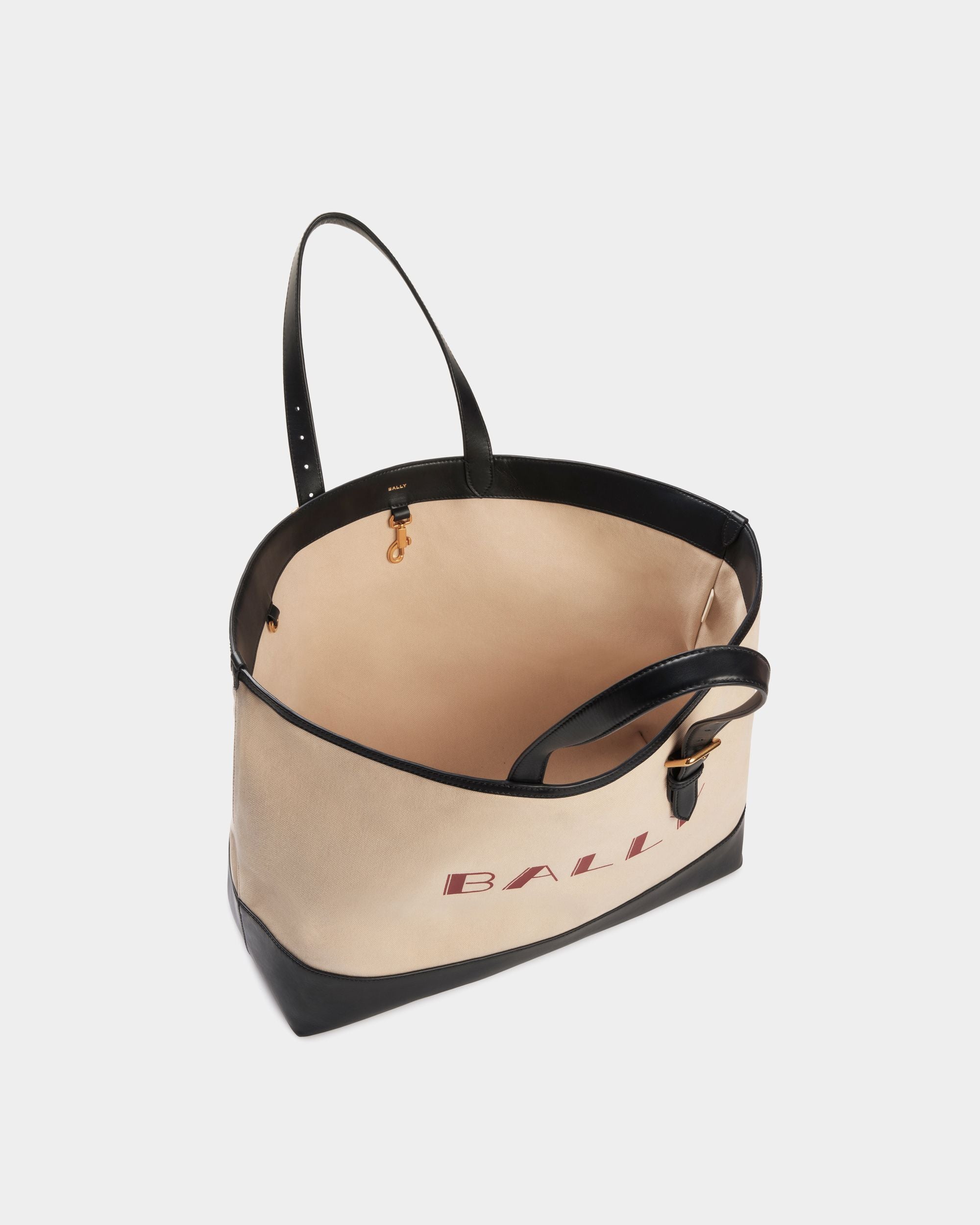 Sac Cabas Summer Capsule En Toile Et Cuir Naturel Et Navy Blue - Homme - Bally - 04