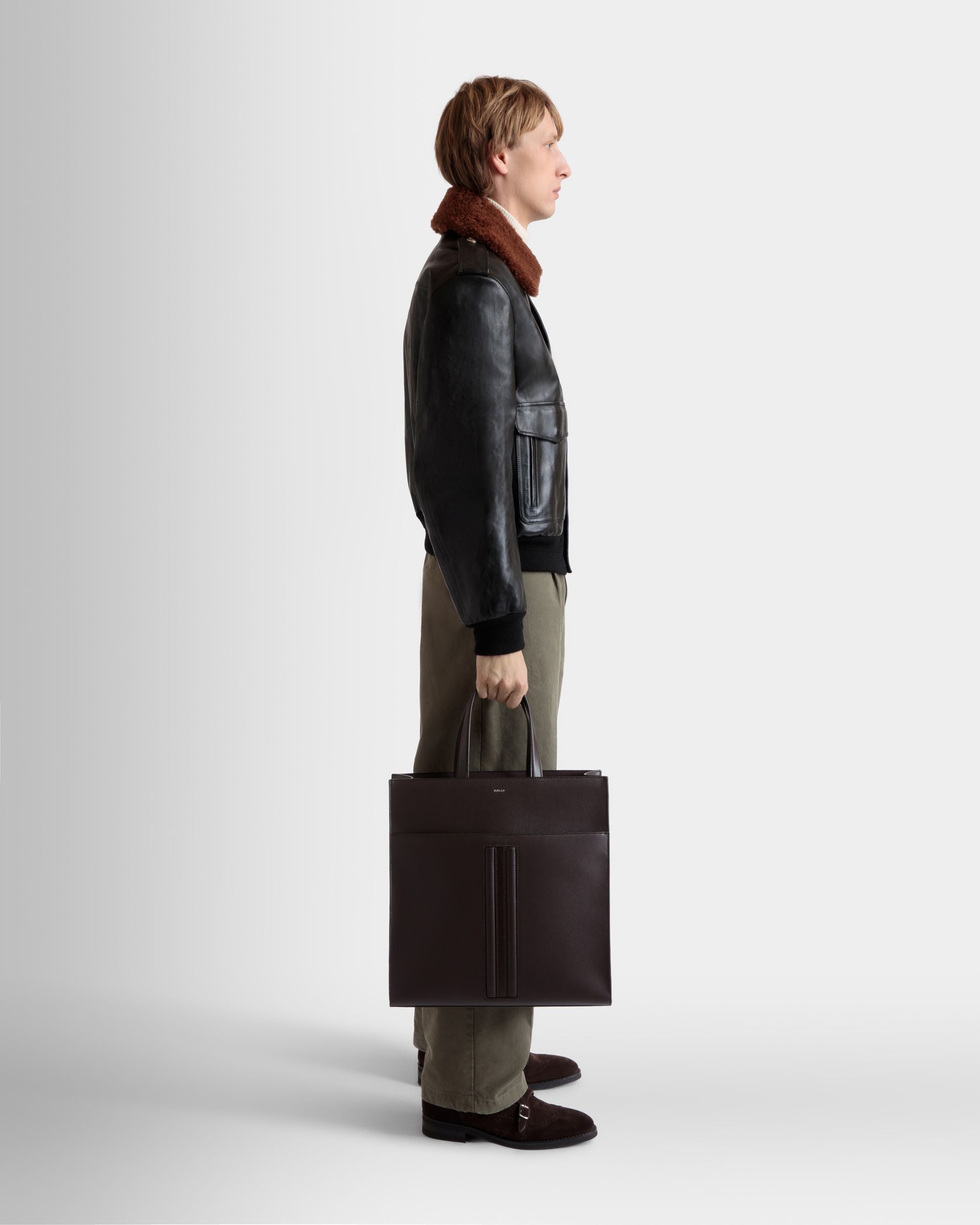 Cabas Mythos En Cuir Recyclé Ebano - Homme - Bally - 02