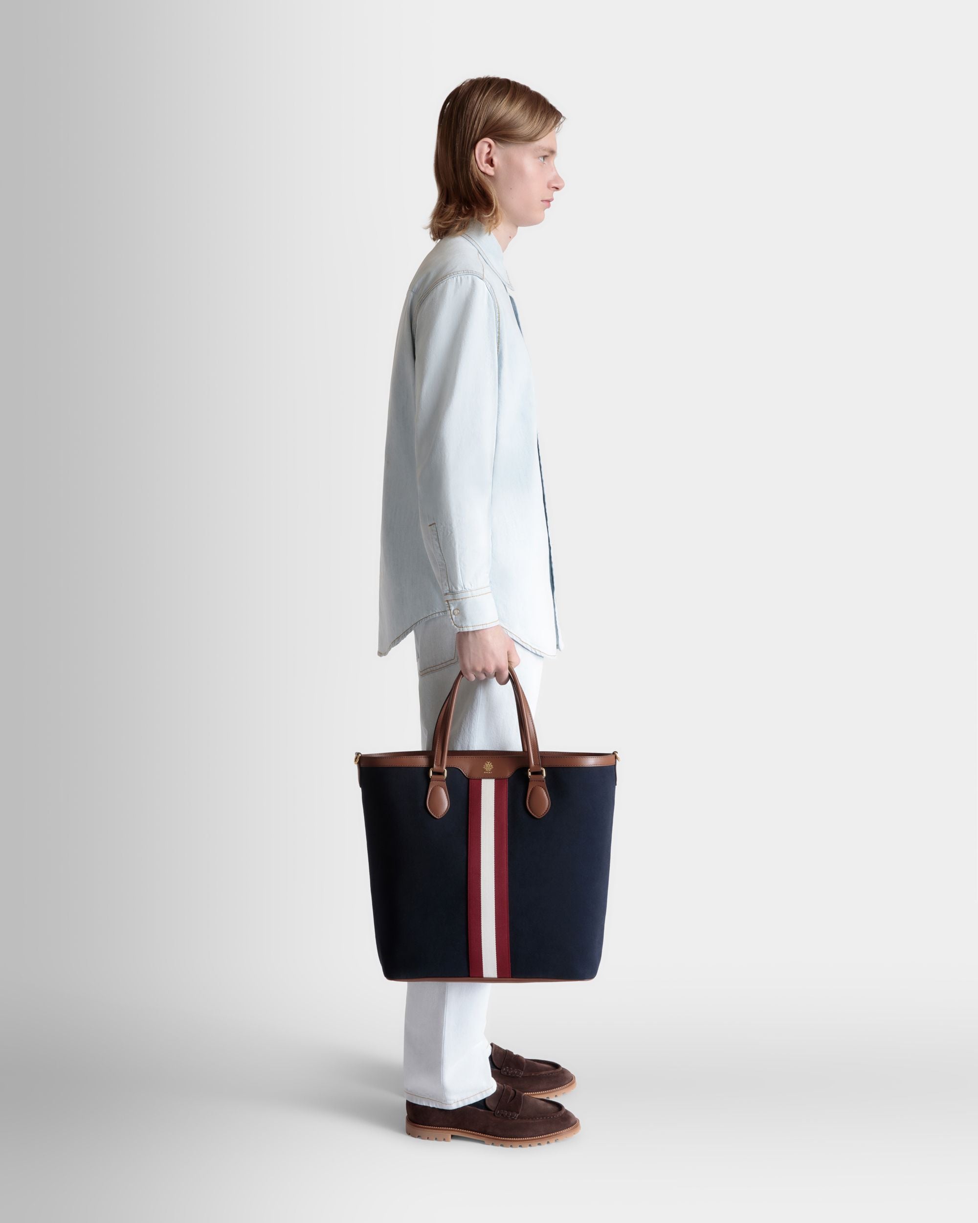Sac Cabas Beckett En Toile De Coton Navy Blue - Homme - Bally - 02