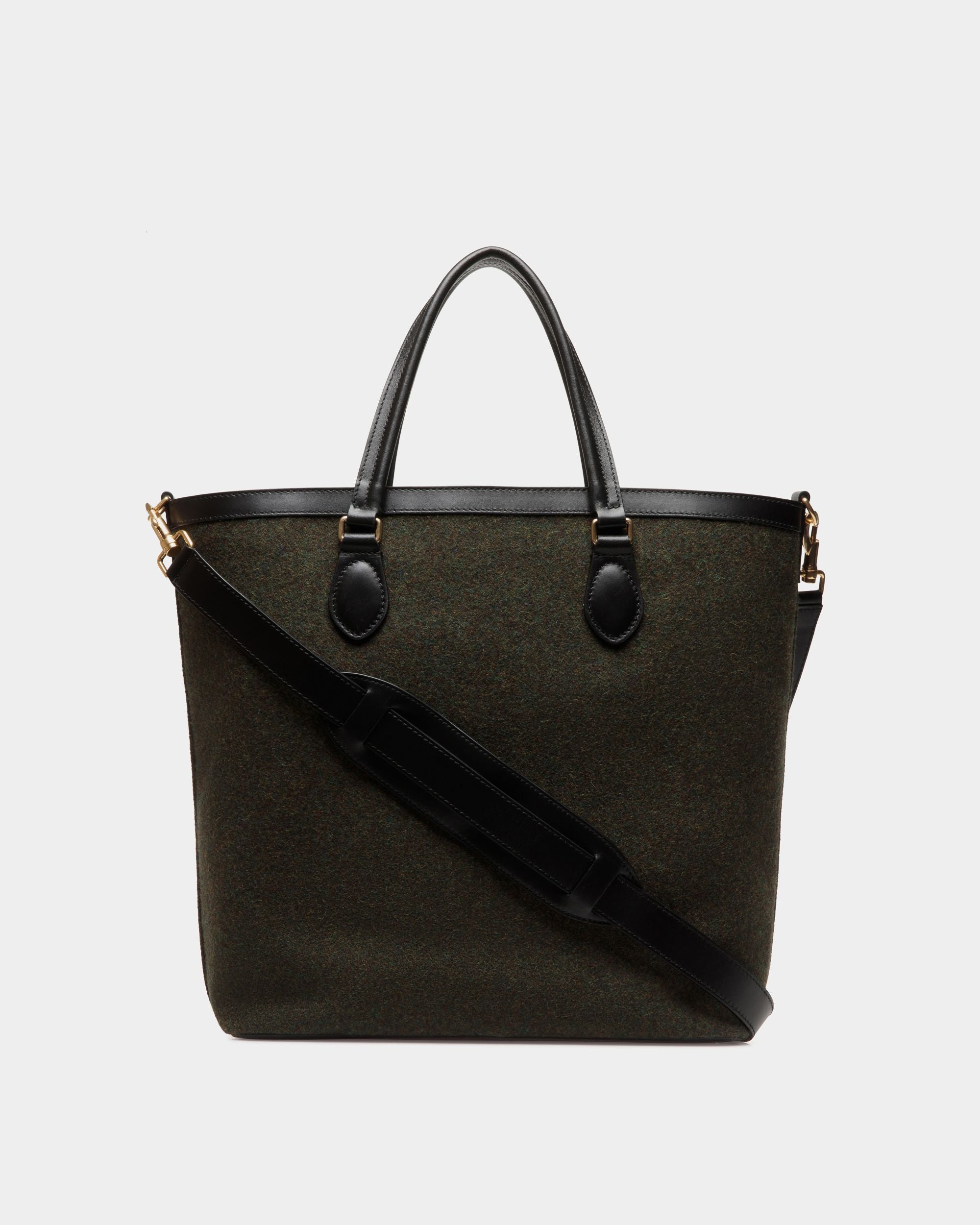 Beckett Tote In Dark Green Wool And Leather - Homme - Bally - 03