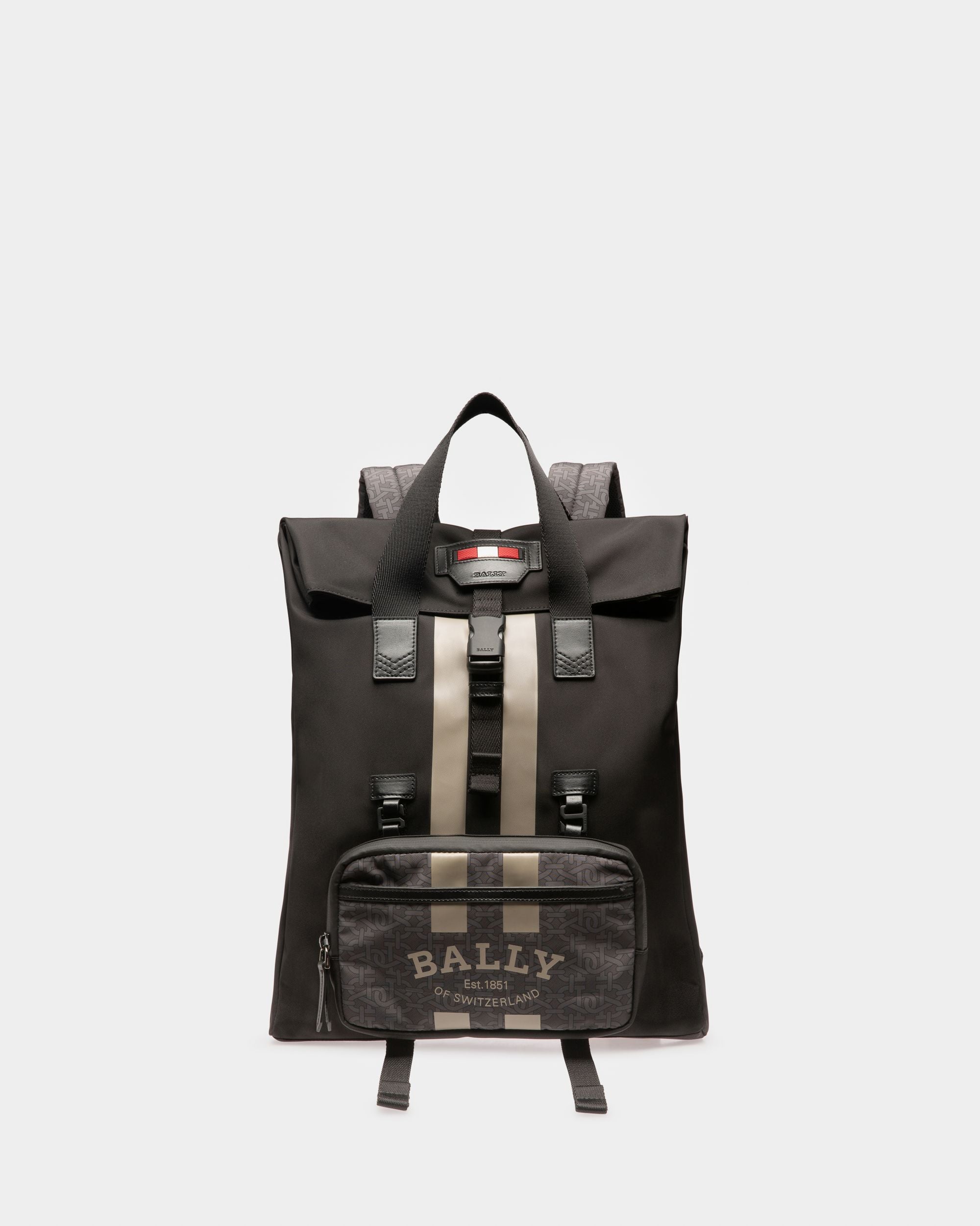 Sac À Dos Plat Bally Escape En Nylon Et Tissu Noir Et Marron - Homme - Bally - 01