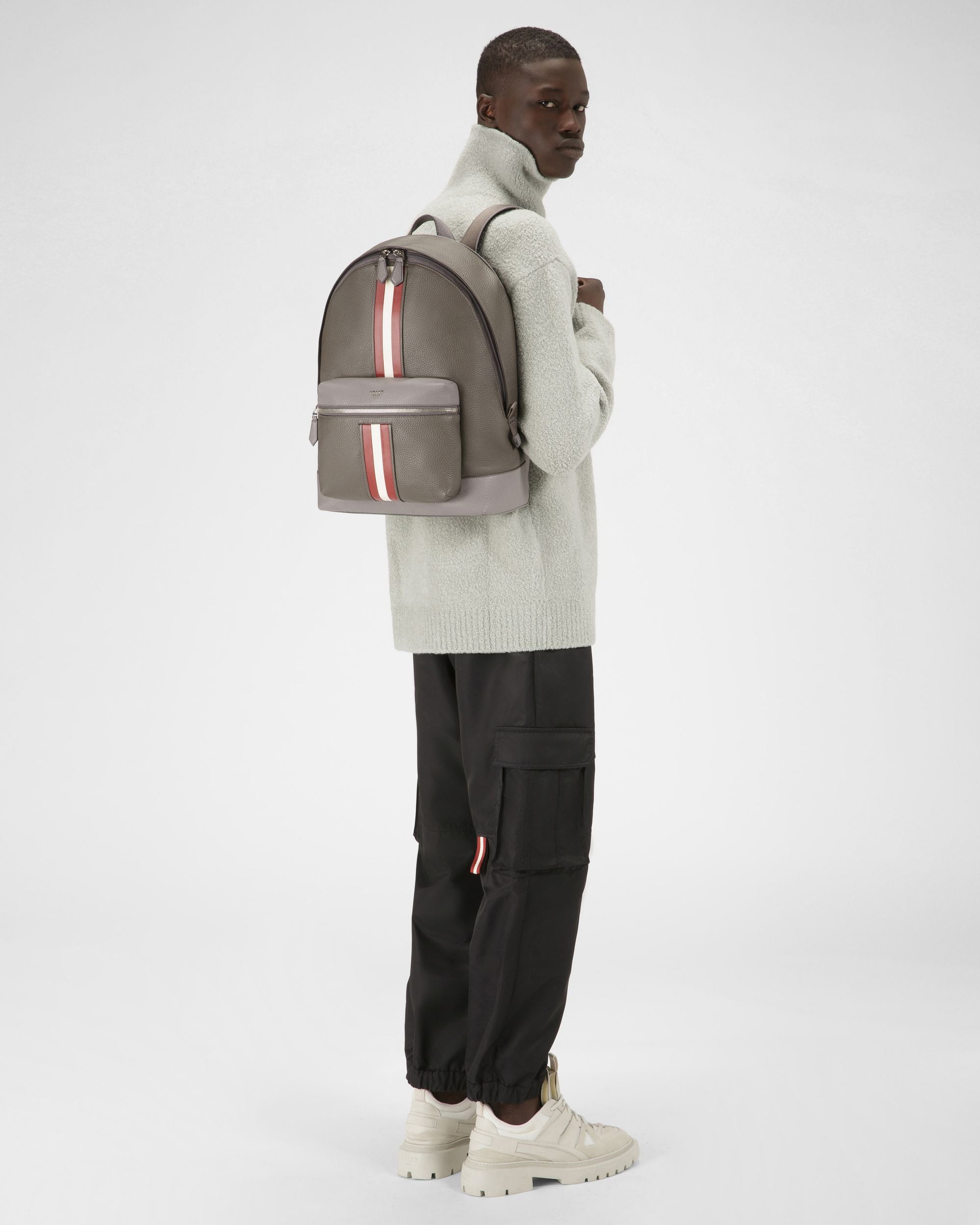 Harper Sac À Dos En Cuir Vert Militaire - Homme - Bally - 06
