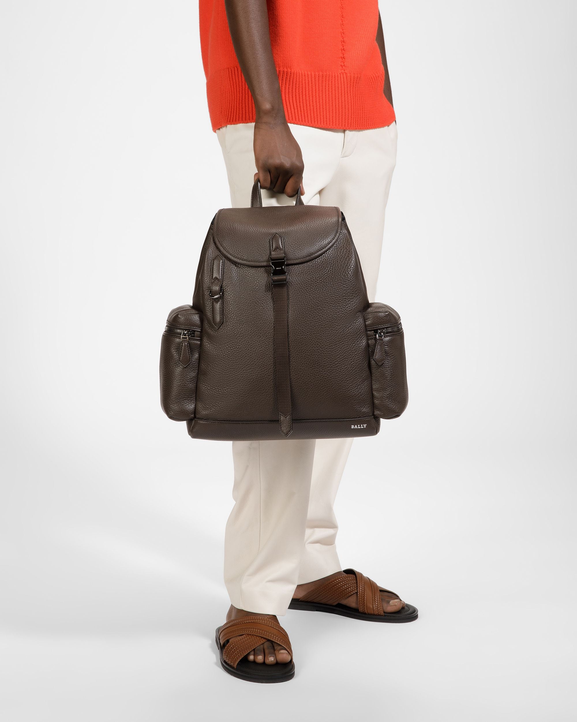 Cliford Sac À Dos En Cuir Brun Ébène - Homme - Bally - 02