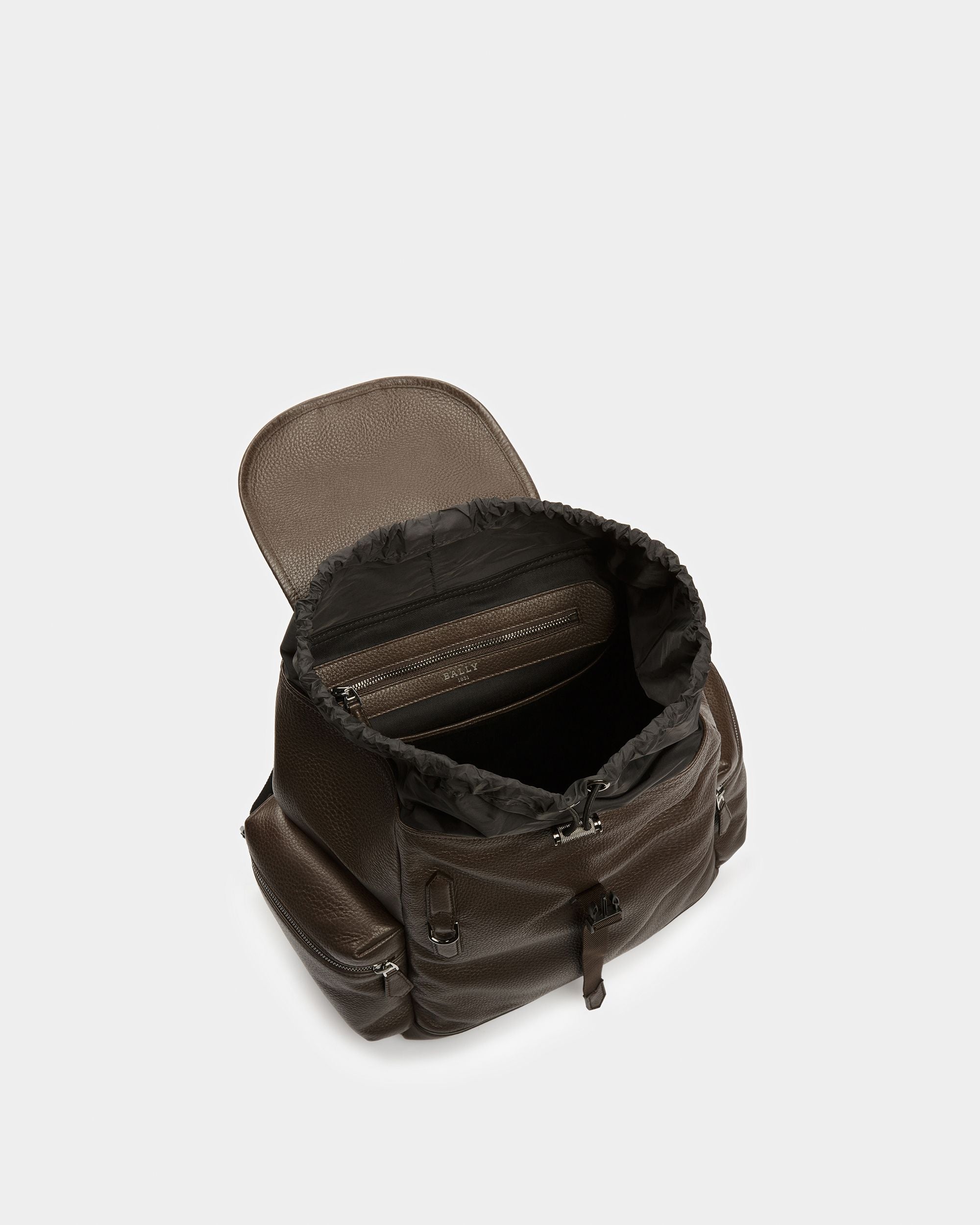 Cliford Sac À Dos En Cuir Brun Ébène - Homme - Bally - 04