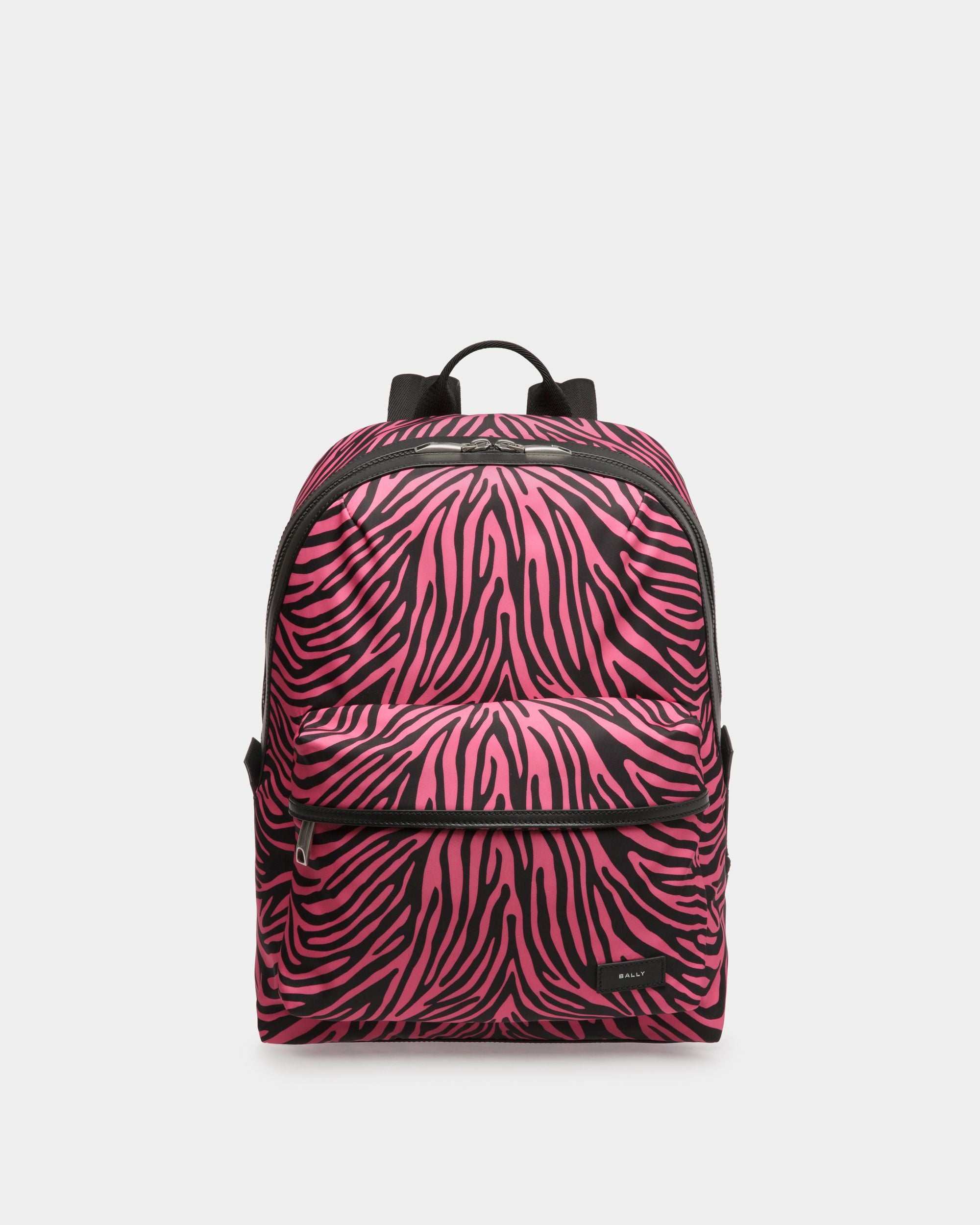 Sac À Dos Zebra Crossing En Tissu Et Nylon Rose Et Noir - Homme - Bally - 01