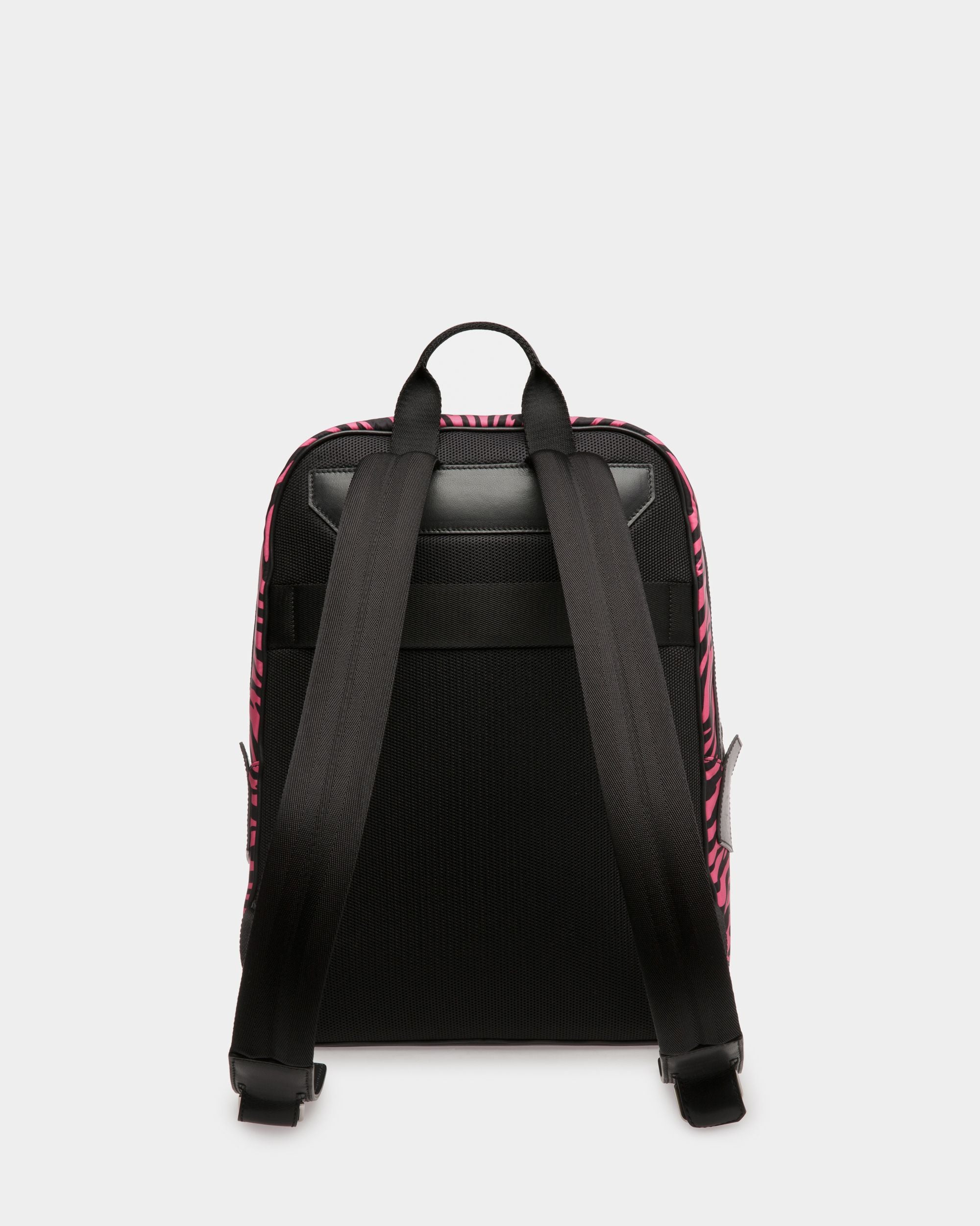 Sac À Dos Zebra Crossing En Tissu Et Nylon Rose Et Noir - Homme - Bally - 02