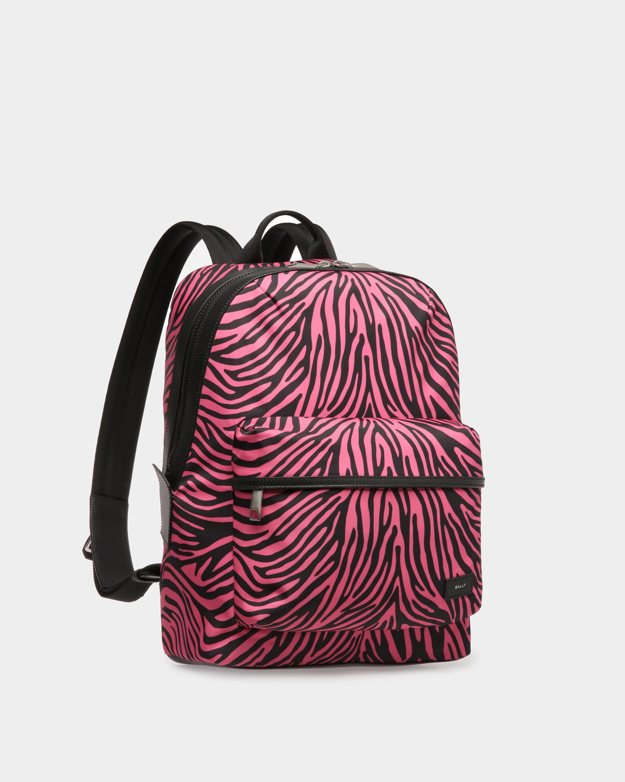 Sac À Dos Zebra Crossing En Tissu Et Nylon Rose Et Noir - Homme - Bally - 03