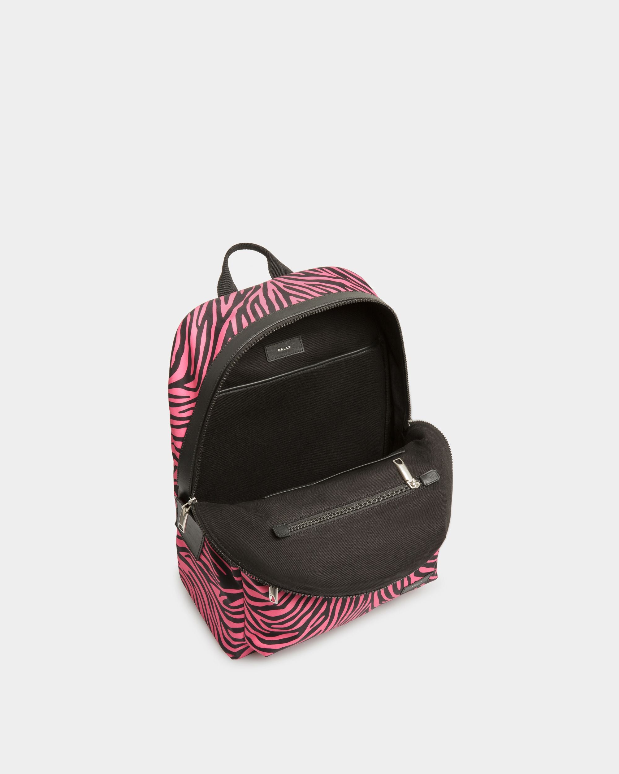 Sac À Dos Zebra Crossing En Tissu Et Nylon Rose Et Noir - Homme - Bally - 04