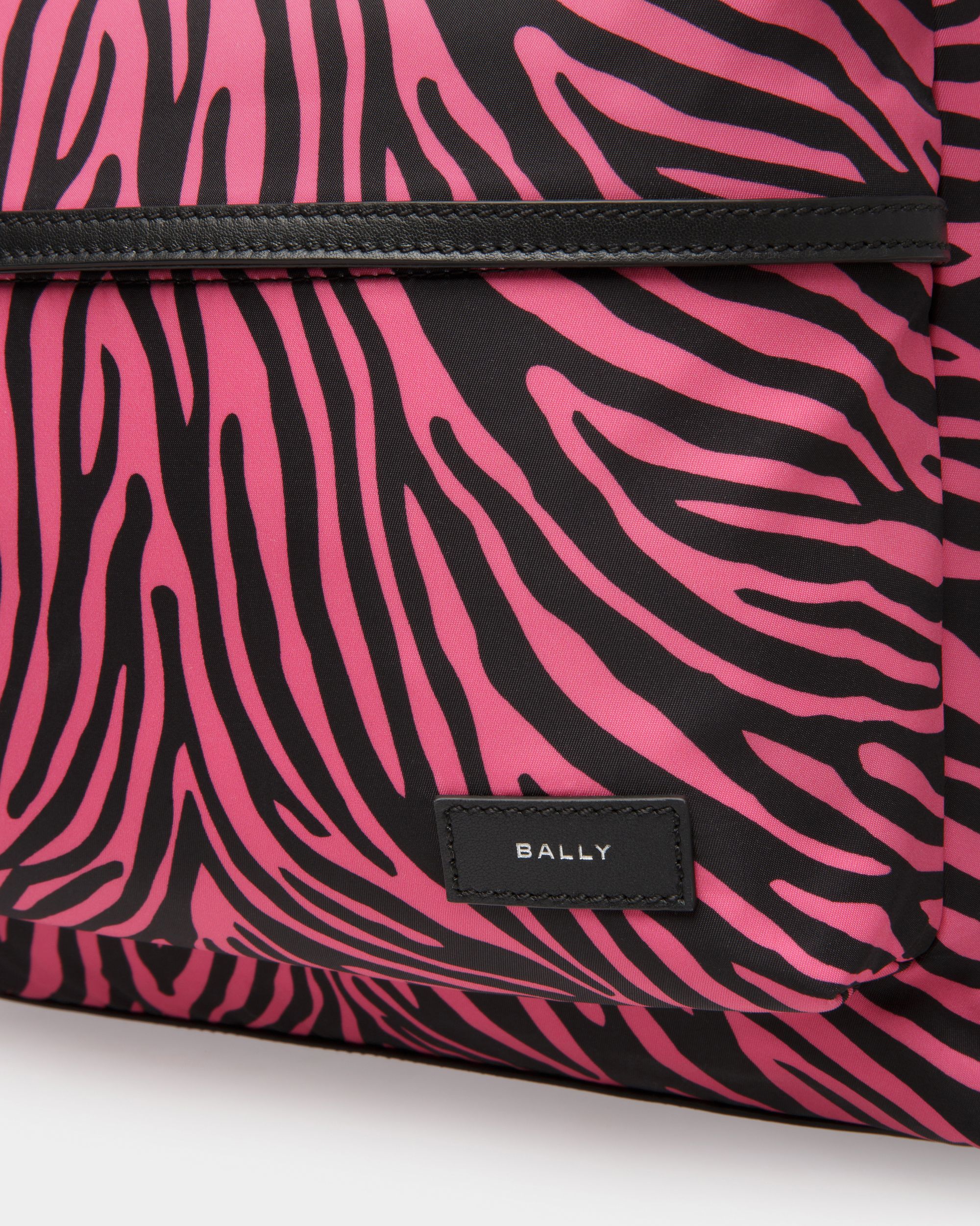 Sac À Dos Zebra Crossing En Tissu Et Nylon Rose Et Noir - Homme - Bally - 05