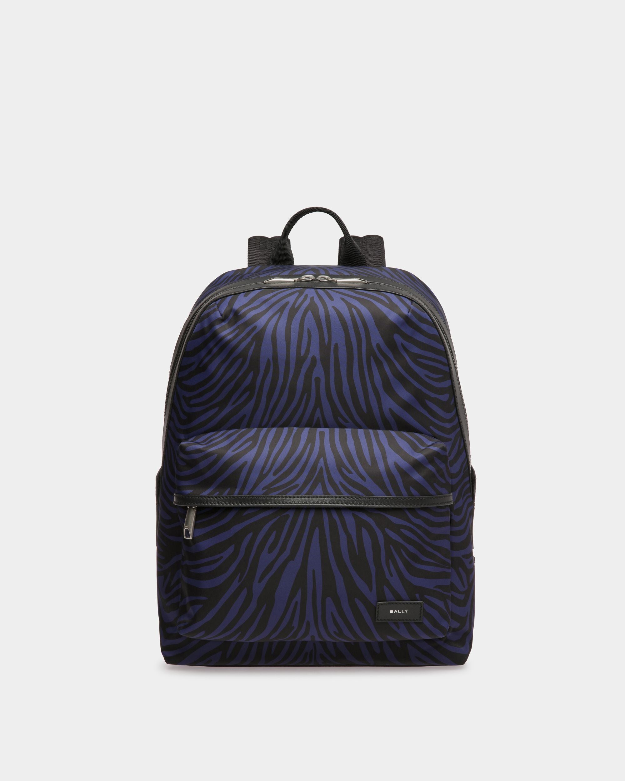 Sac À Dos Zebra Crossing En Tissu Et Nylon Bleu Marine Et Noir - Homme - Bally - 01