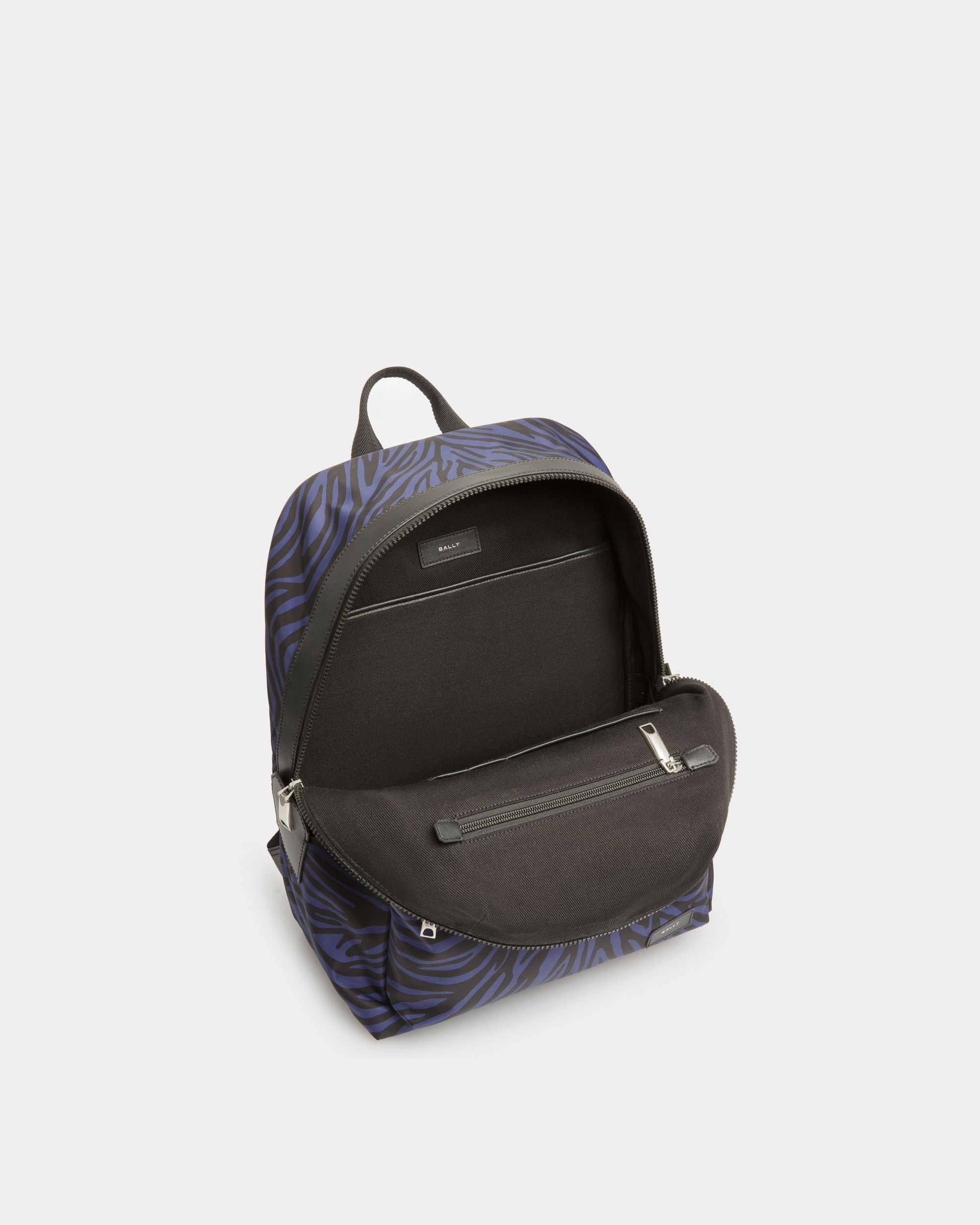 Sac À Dos Zebra Crossing En Tissu Et Nylon Bleu Marine Et Noir - Homme - Bally - 05