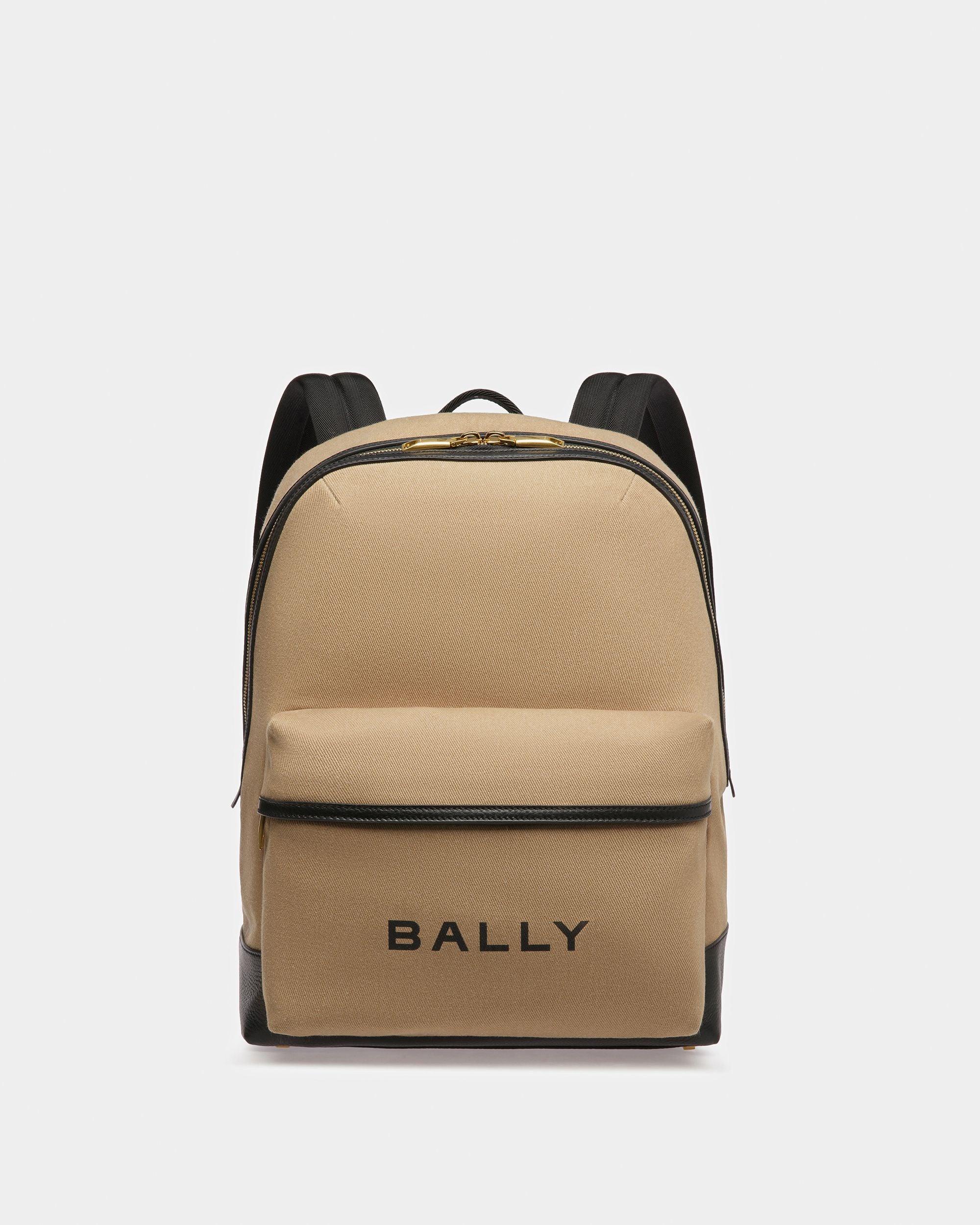 Sac à dos Bar En cuir et tissu désert et noir - Homme - Bally - 01