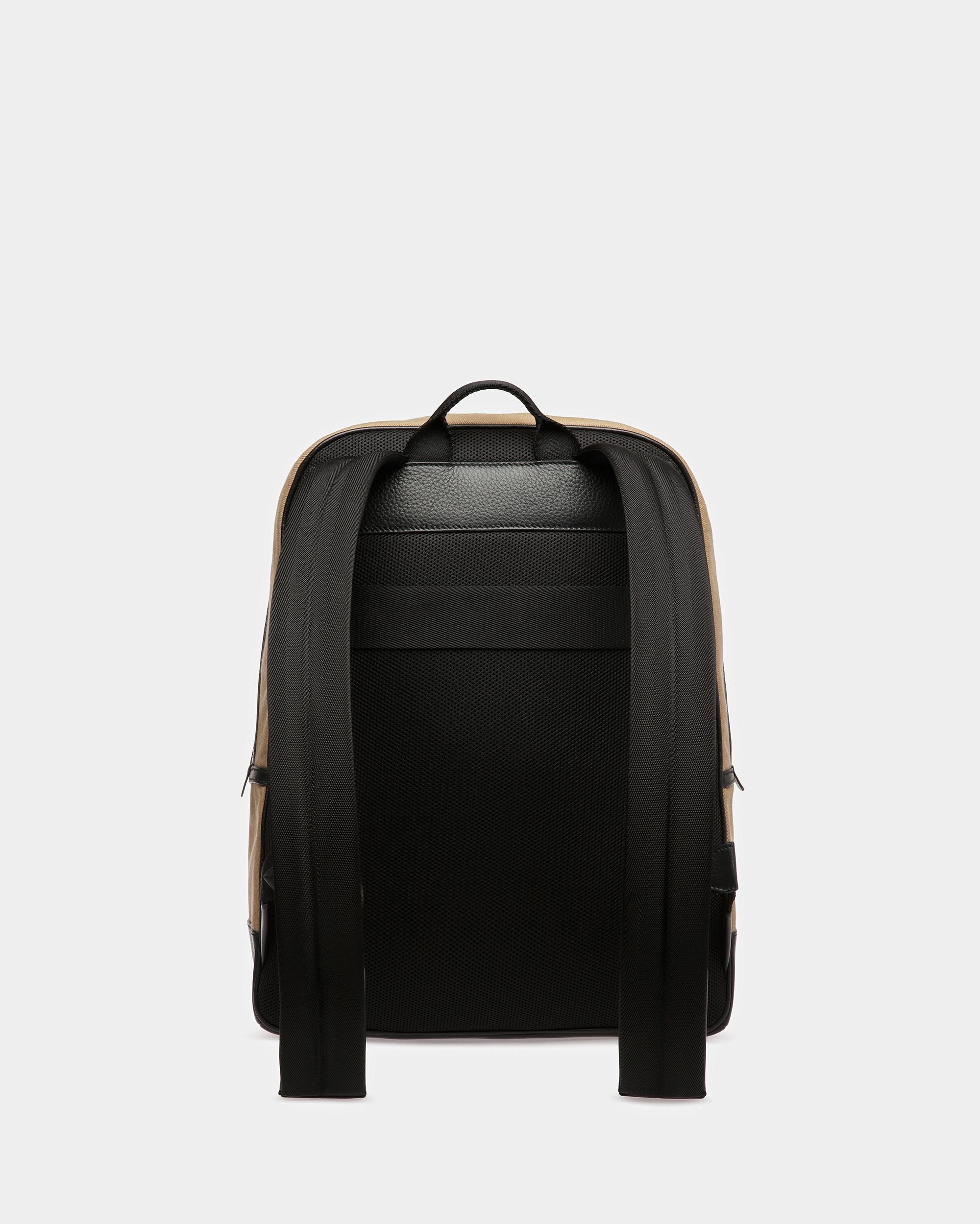 Sac à dos Bar En cuir et tissu désert et noir - Homme - Bally - 03