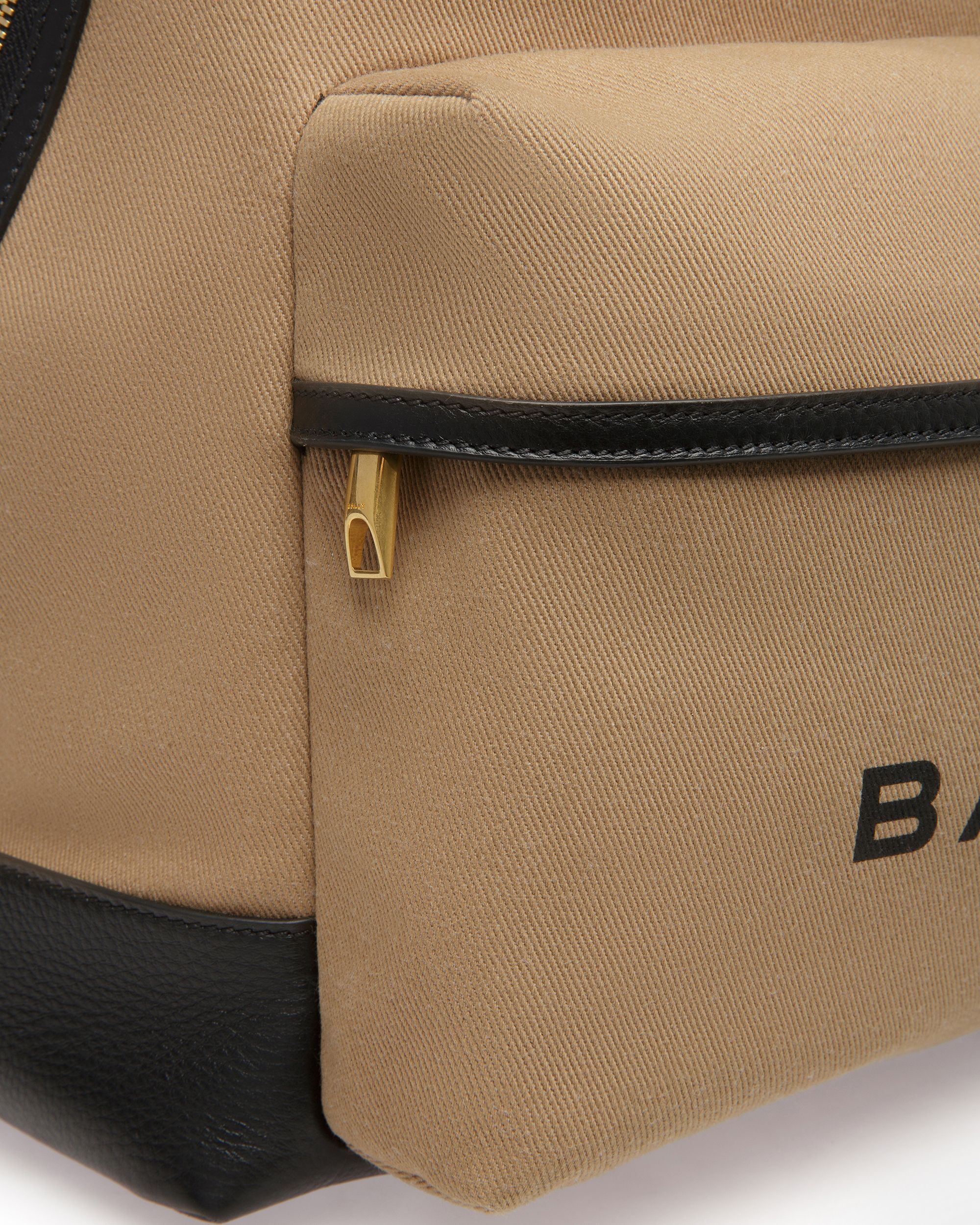 Sac à dos Bar En cuir et tissu désert et noir - Homme - Bally - 06