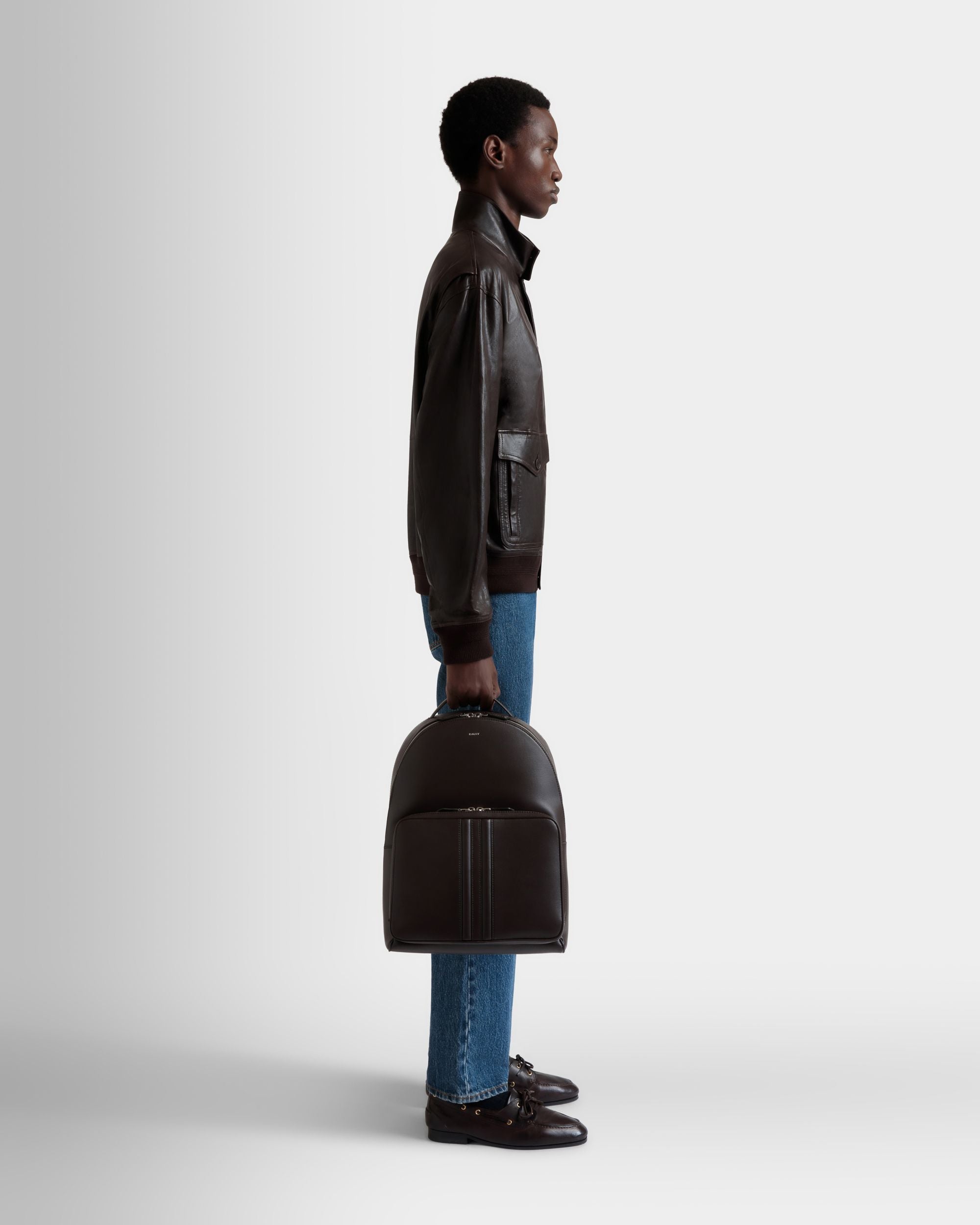 Sac À Dos Mythos En Cuir Recyclé Navy Blue - Homme - Bally - 02
