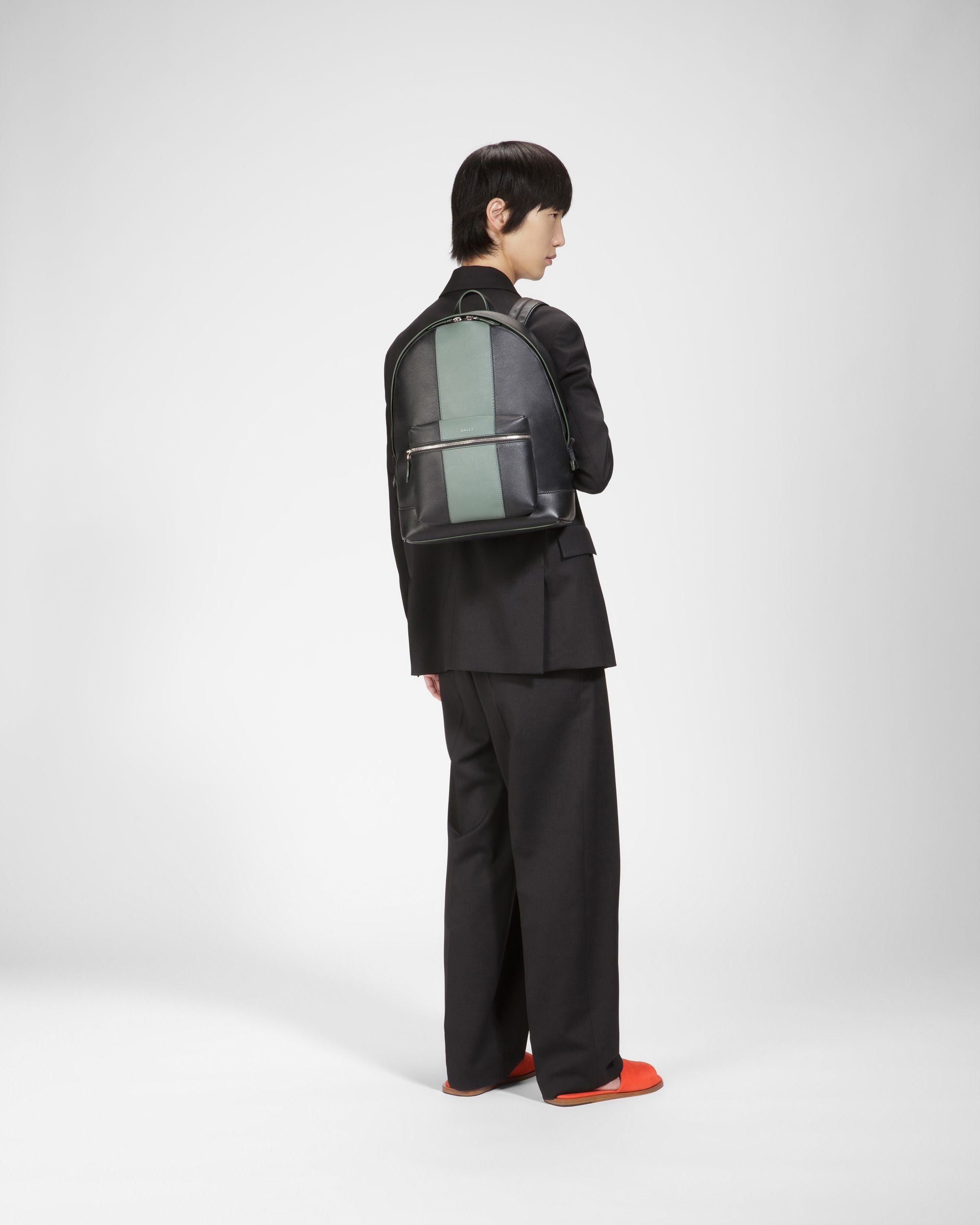 Harper Sac À Dos En Cuir Noir Et Vert - Homme - Bally - 07