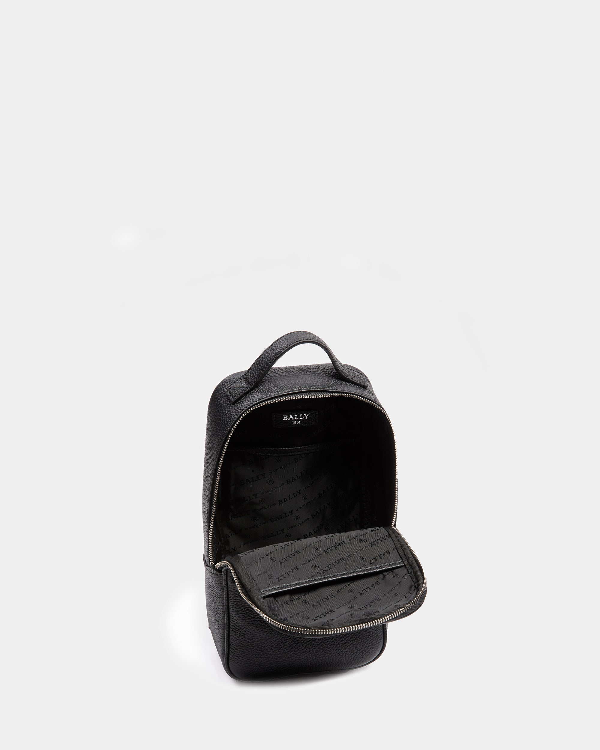 Halikho Sac À Dos À Une Épaule En Cuir Noir Et Palladium - Homme - Bally - 04