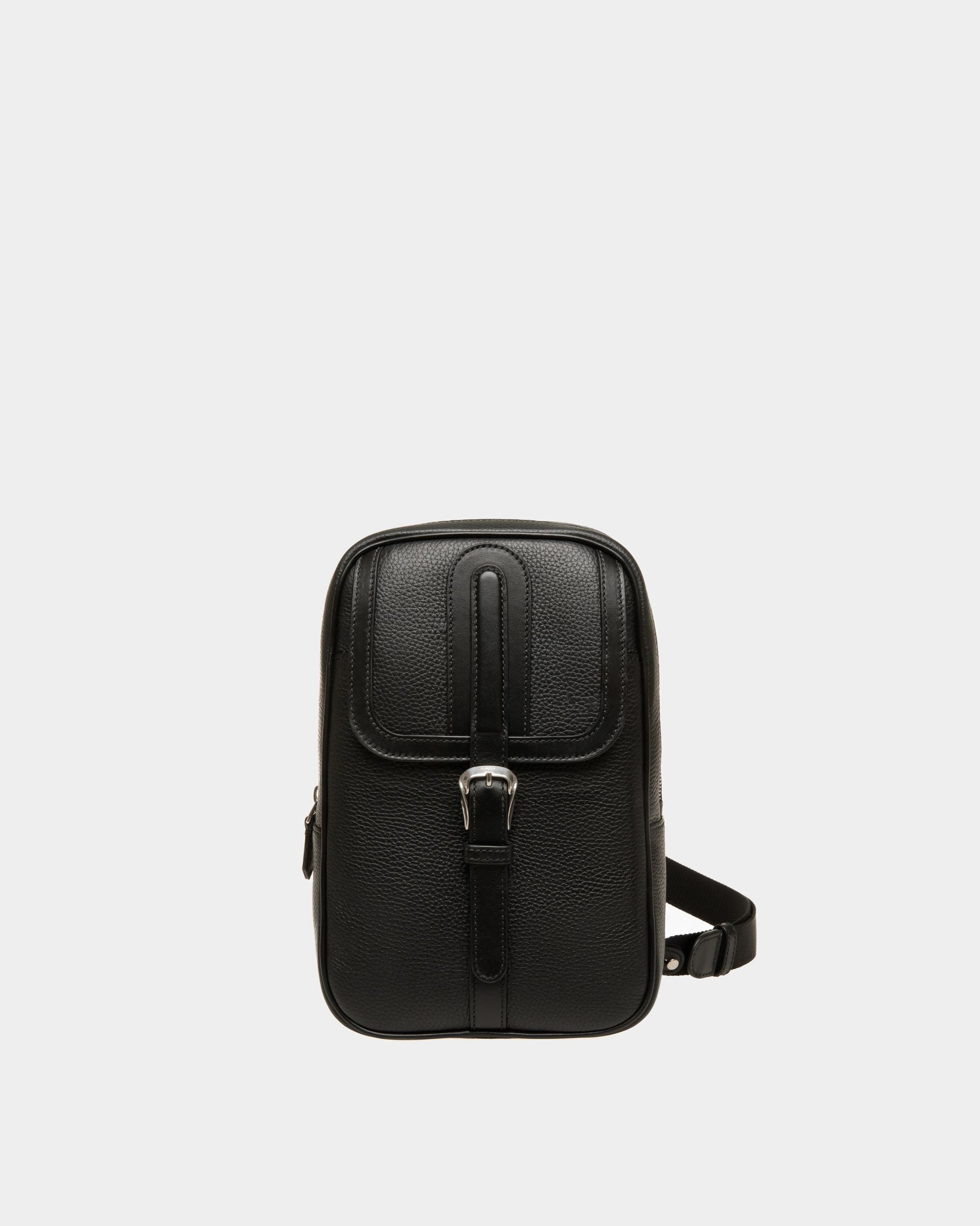 Sacoche À Bandoulière Spin En Cuir Grainé Noir - Homme - Bally - 01