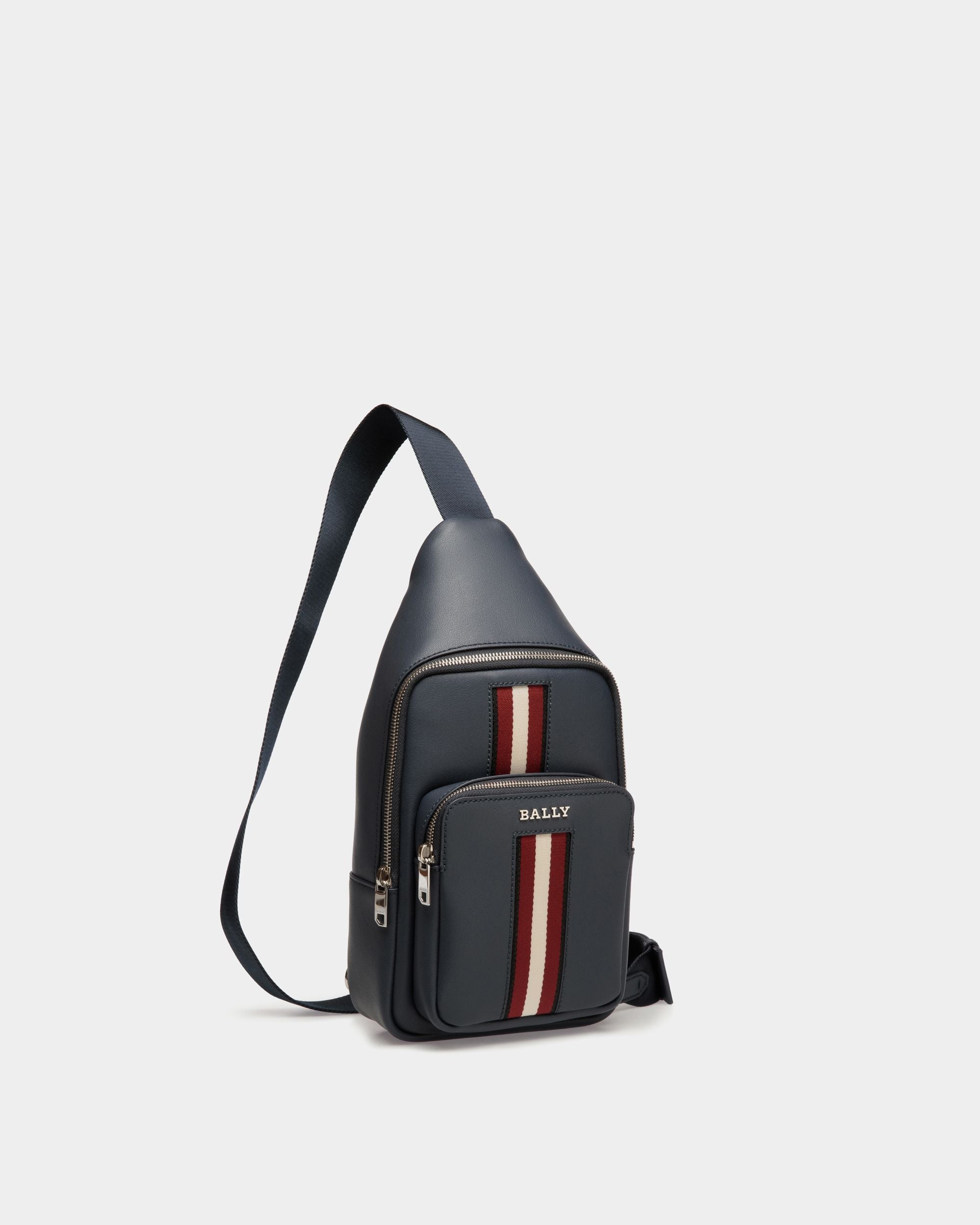 Sling Bag In Blue  Leather - Homme - Bally - 03