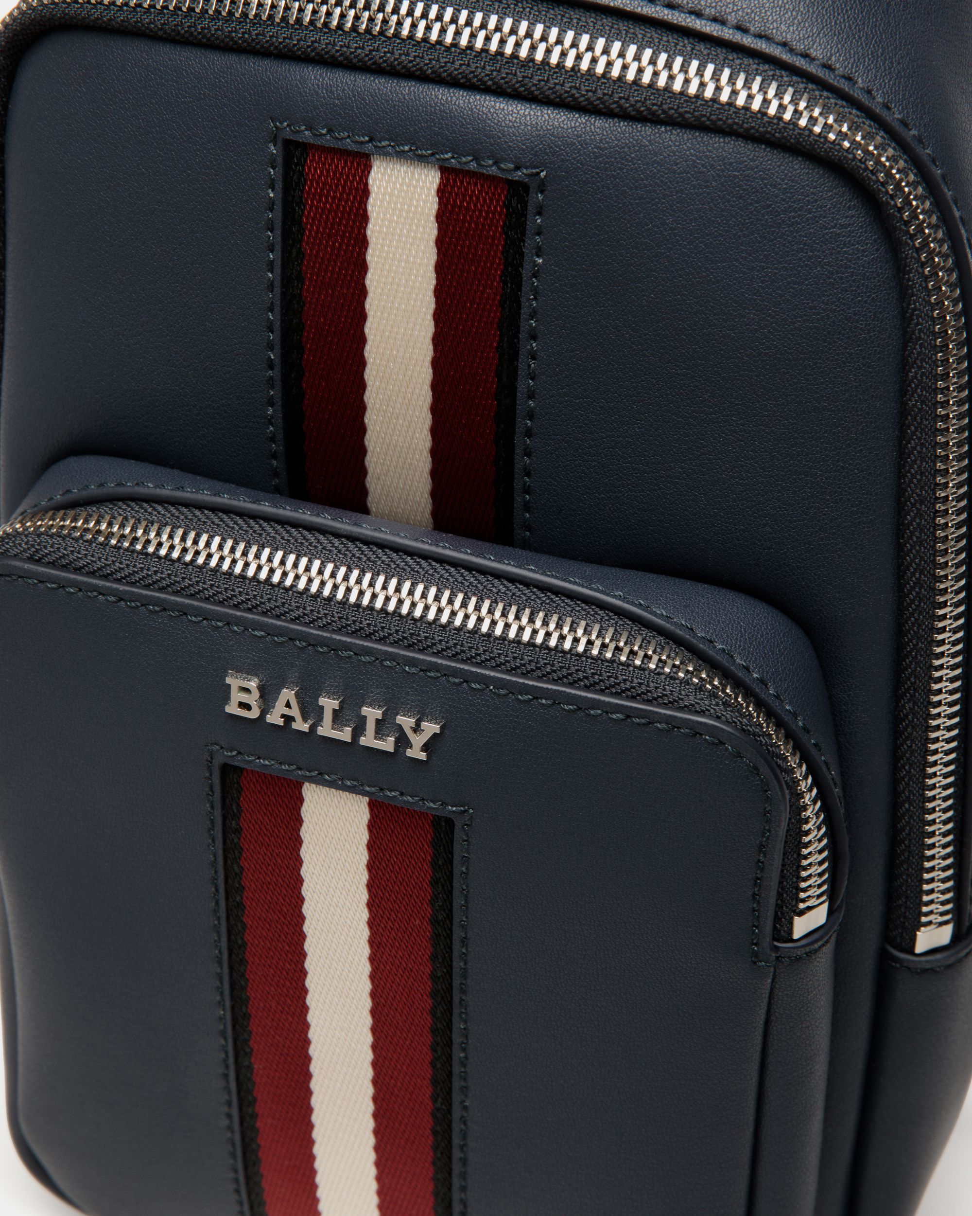 Sling Bag In Blue  Leather - Homme - Bally - 05