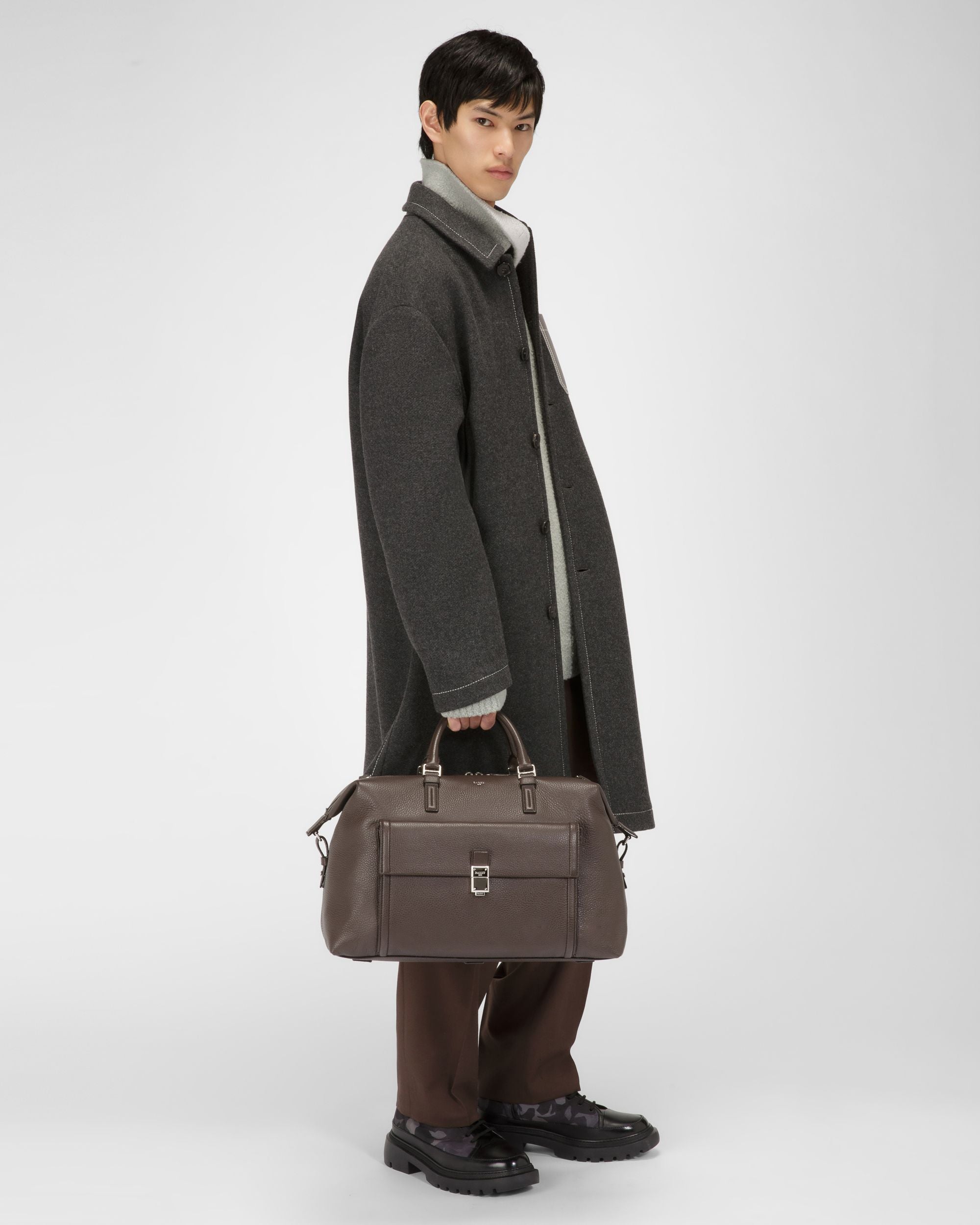 Sandri Sac De Voyage En Cuir Marron Ébène - Homme - Bally - 06