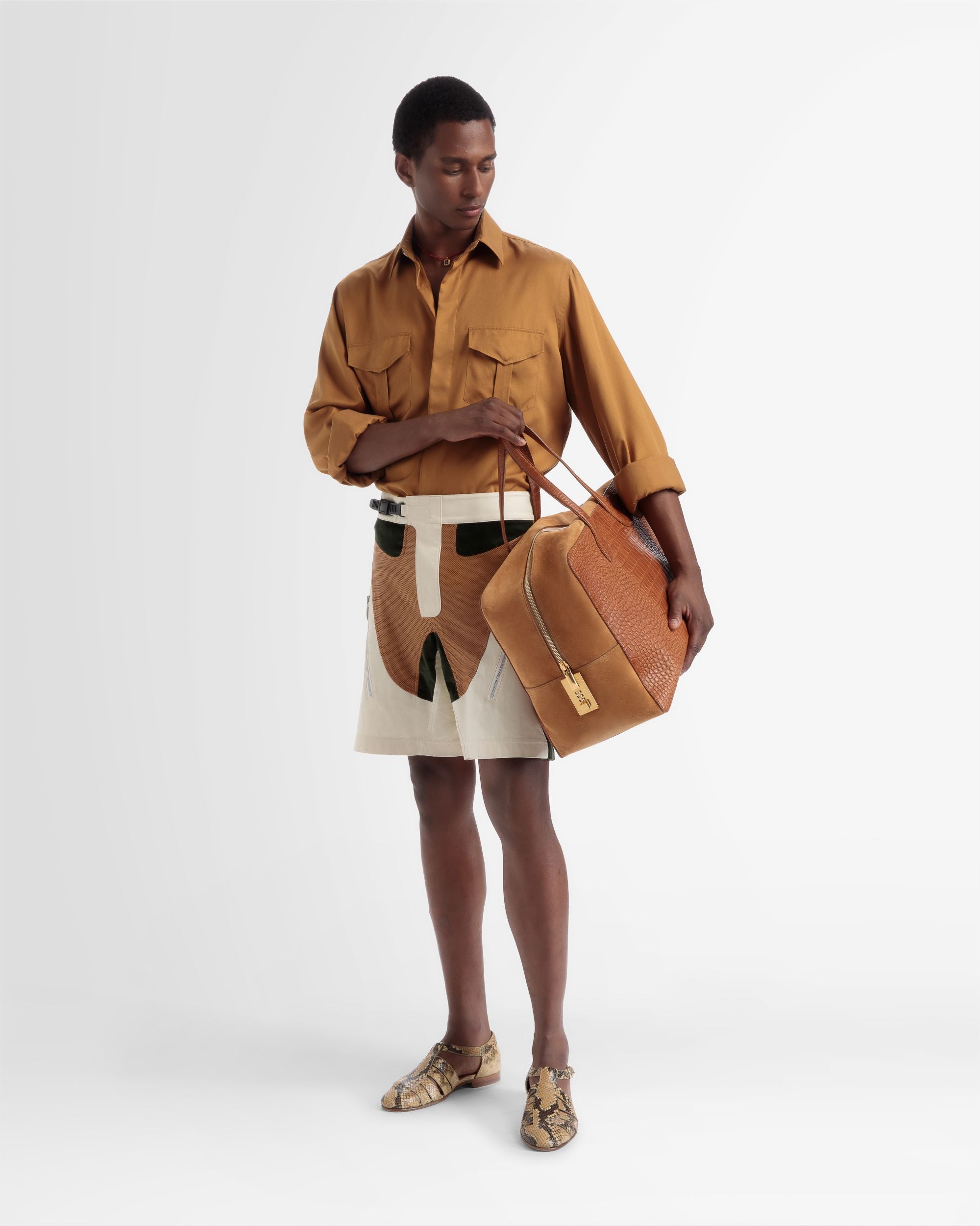 Grand Sac De Week-end Lago Avec Gaufrage Crocodile - Homme - Bally - 02