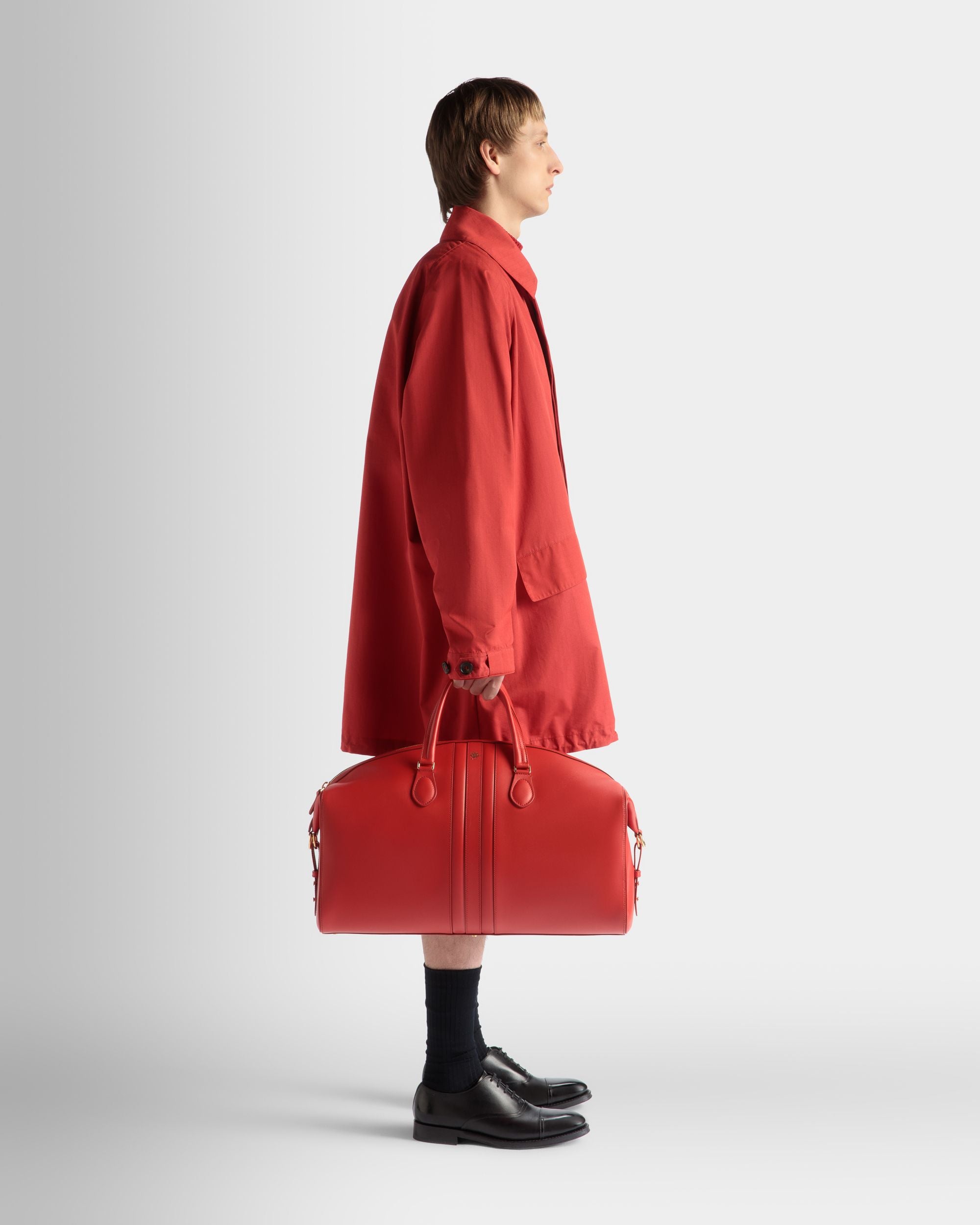 Sac De Week-End Beckett En Cuir Candy Red - Homme - Bally - 02