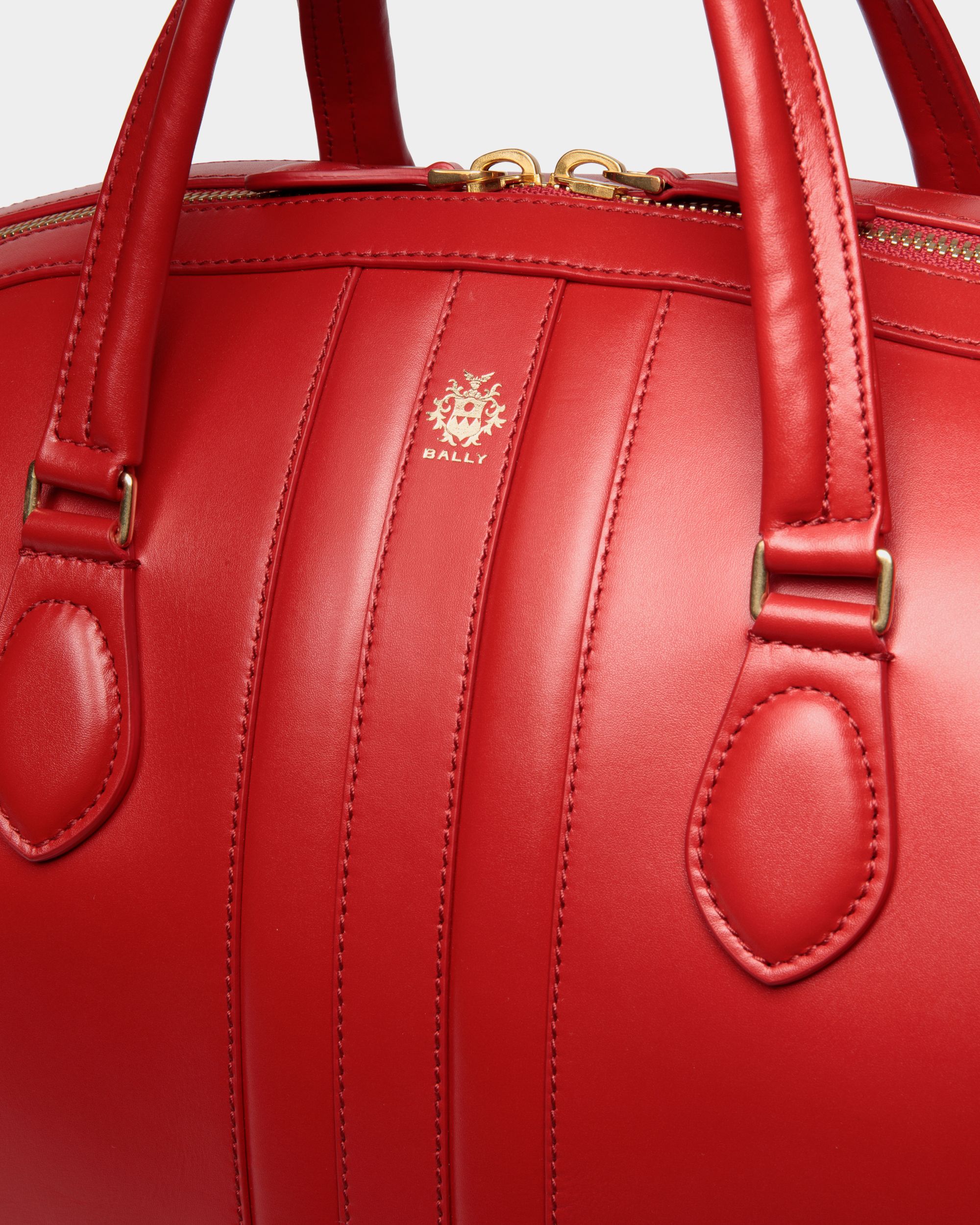 Sac De Week-End Beckett En Cuir Candy Red - Homme - Bally - 06