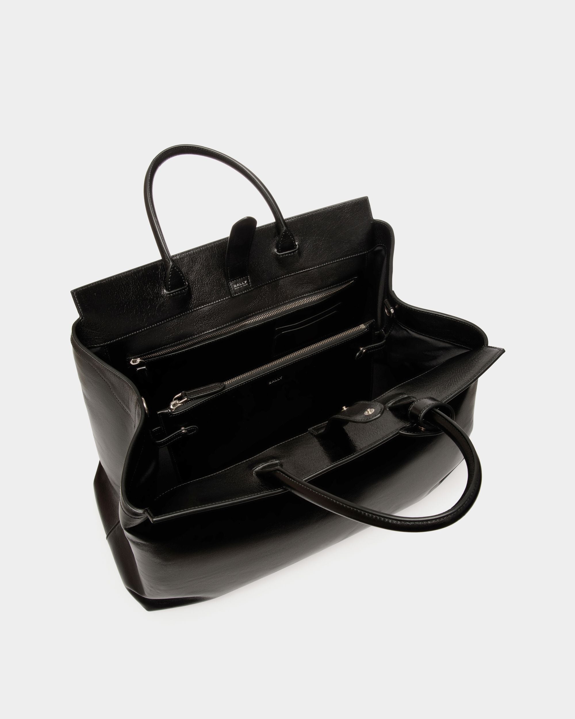 Sac De Week-End Deco En Cuir Noir - Homme - Bally - 05