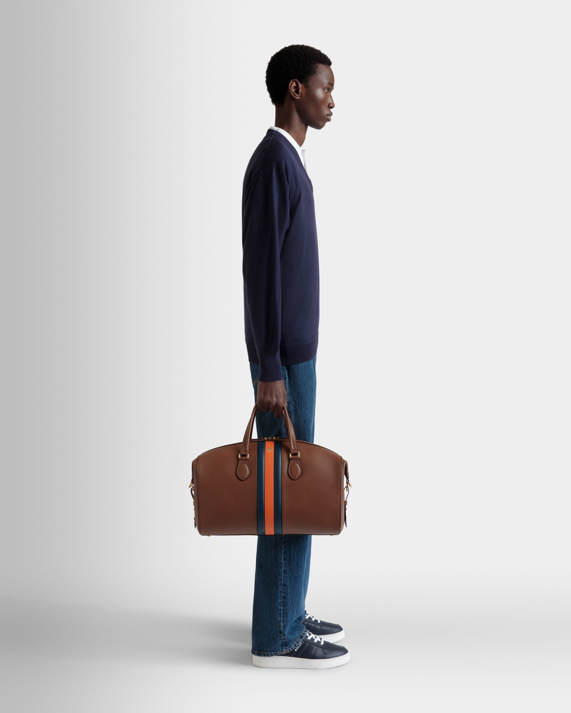 Sac De Week-End Beckett En Cuir Marron - Homme - Bally - 02